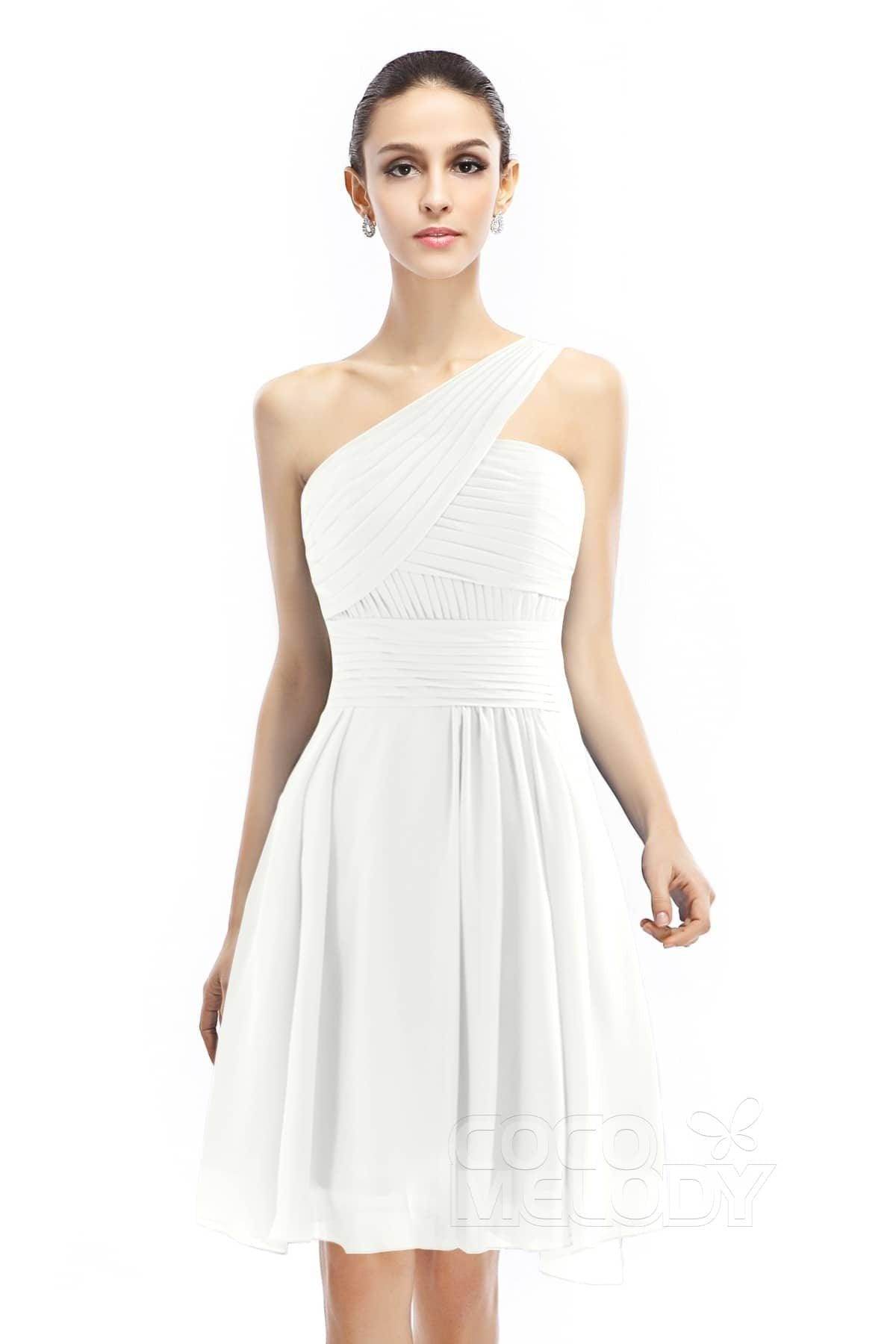 A-Line Knee Length Chiffon Bridesmaid Dress COZK1401C - COCOMELODY