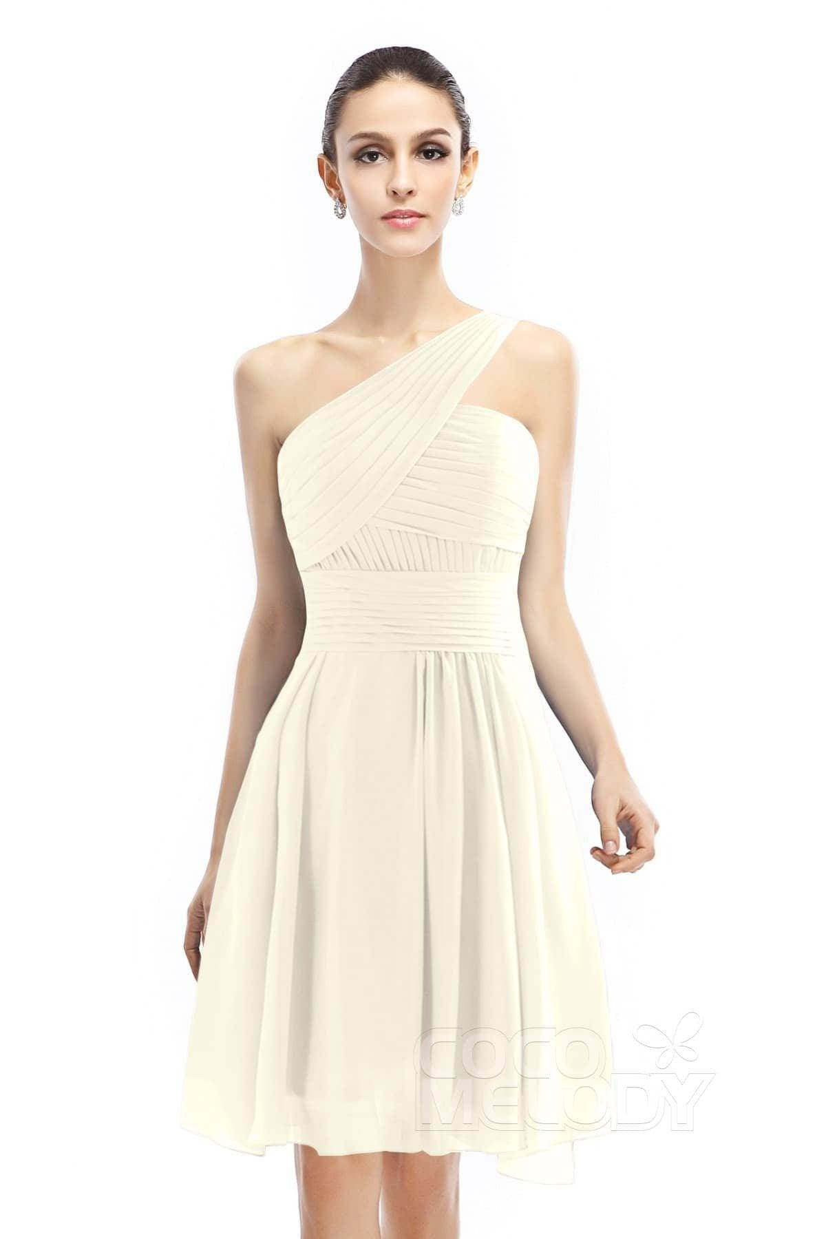 A-Line Knee Length Chiffon Bridesmaid Dress COZK1401C - COCOMELODY