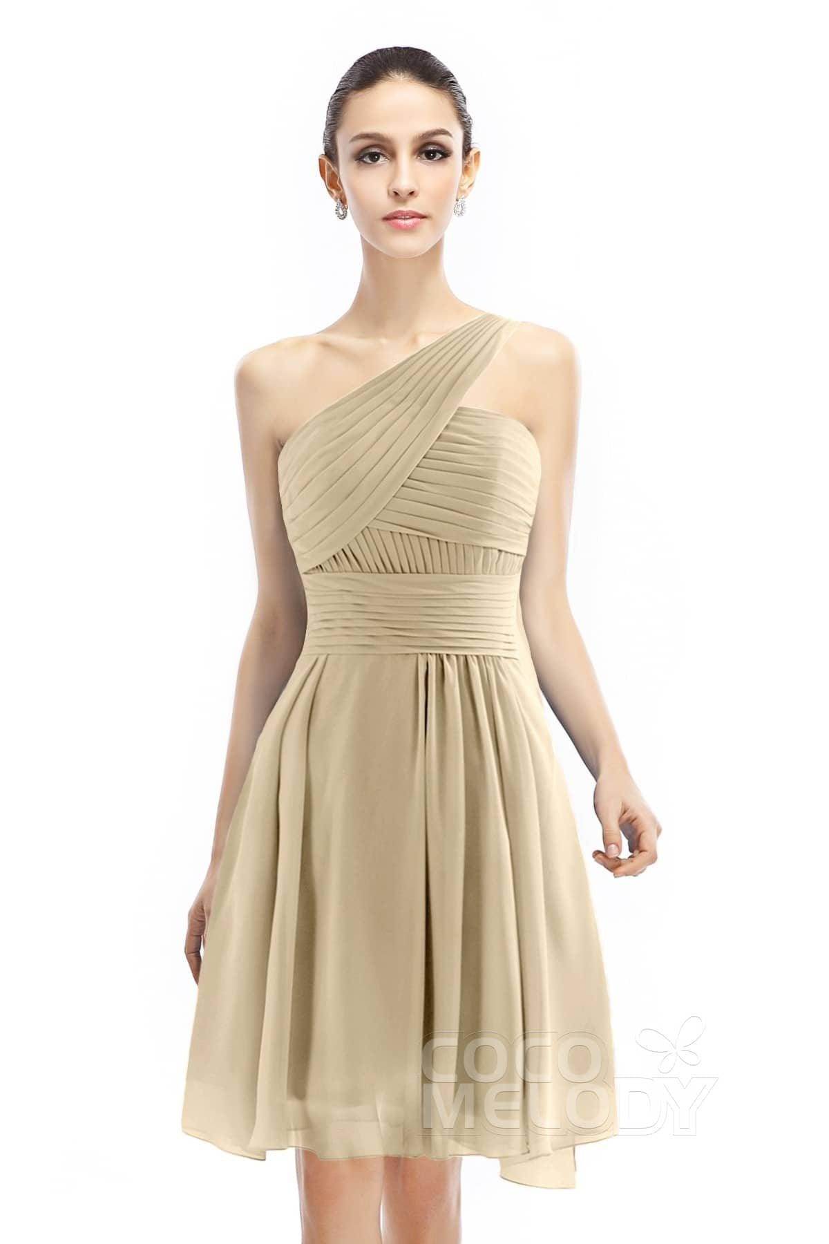 A-Line Knee Length Chiffon Bridesmaid Dress COZK1401C - COCOMELODY