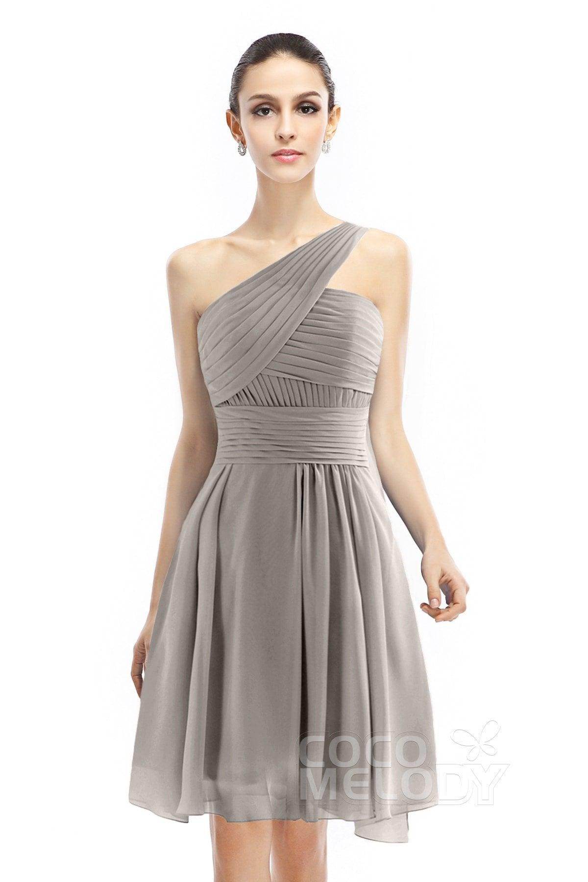 A-Line Knee Length Chiffon Bridesmaid Dress COZK1401C - COCOMELODY