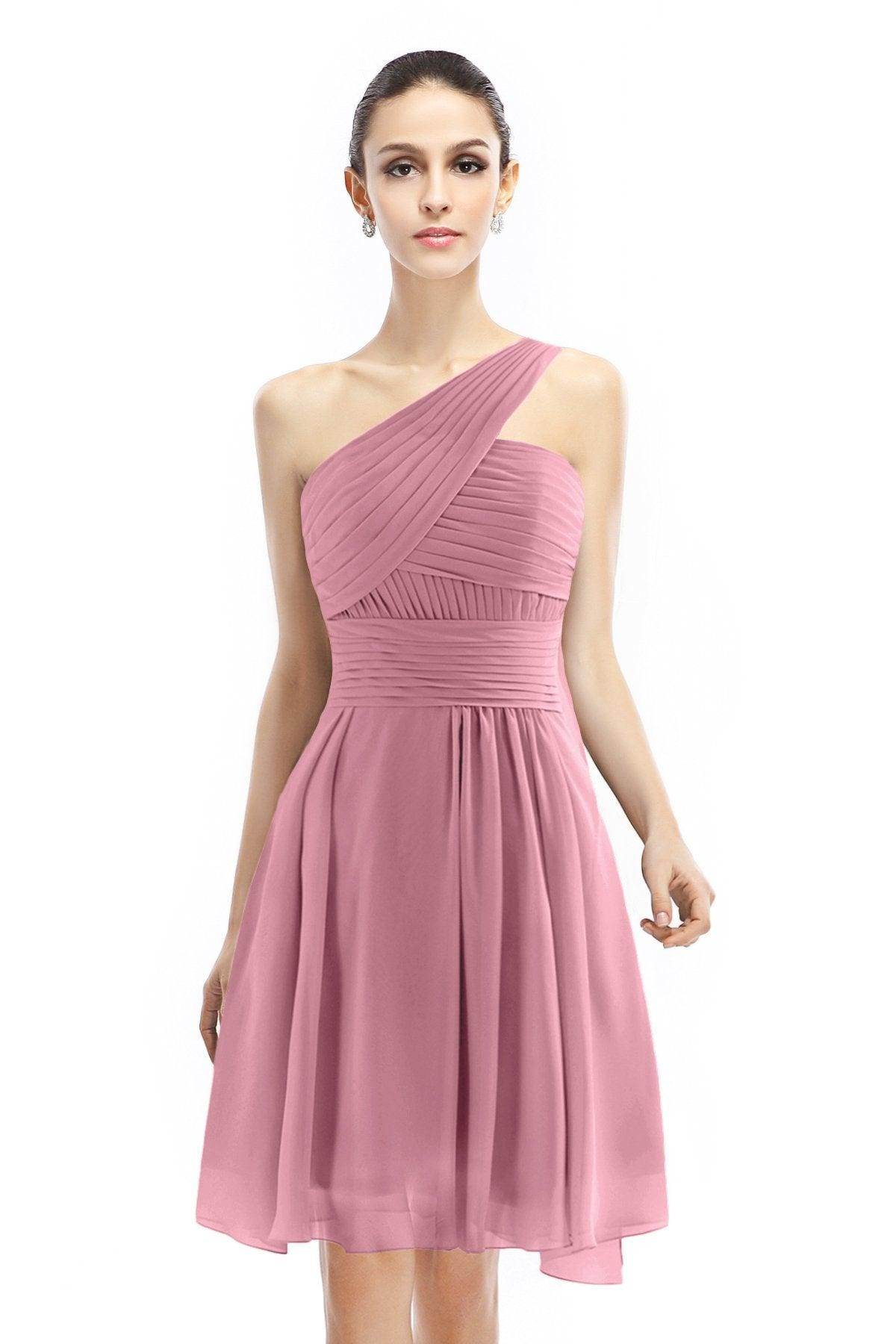 A-Line Knee Length Chiffon Bridesmaid Dress COZK1401C - COCOMELODY