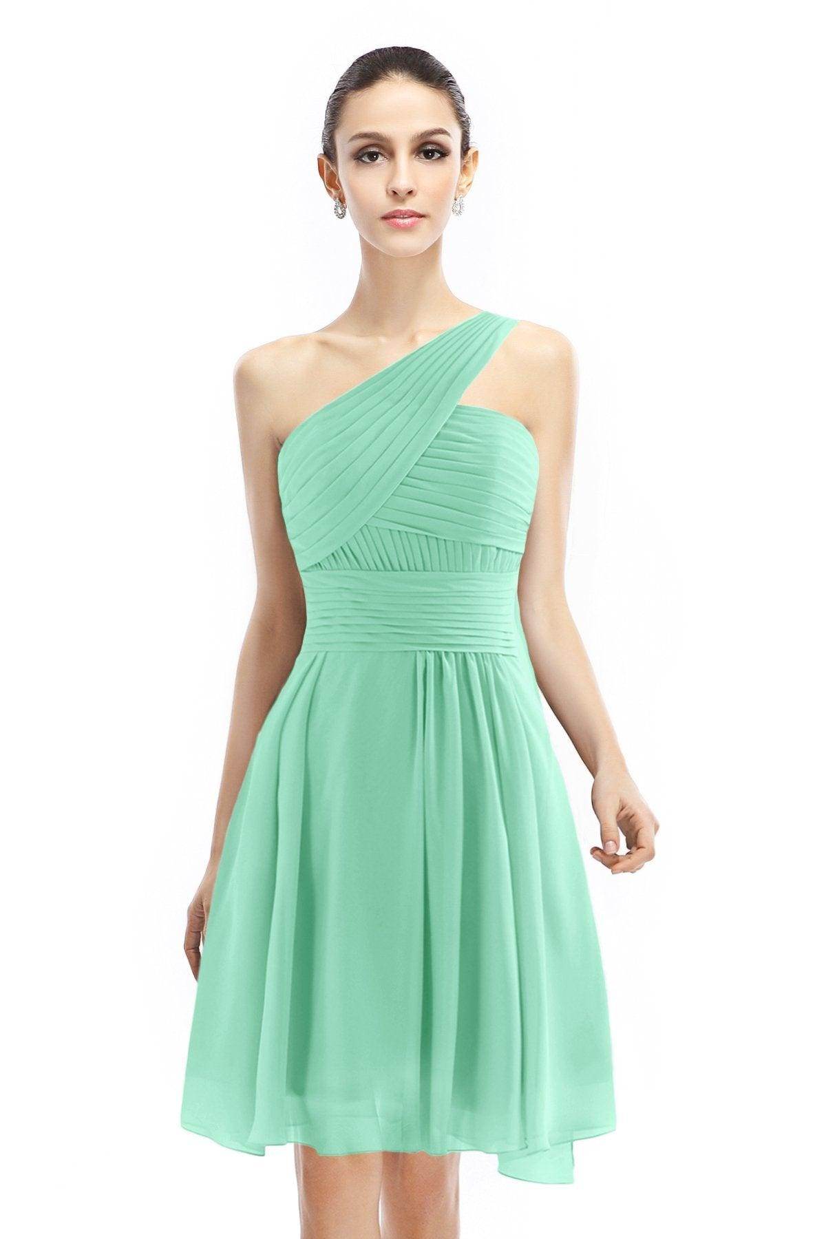 A-Line Knee Length Chiffon Bridesmaid Dress COZK1401C - COCOMELODY