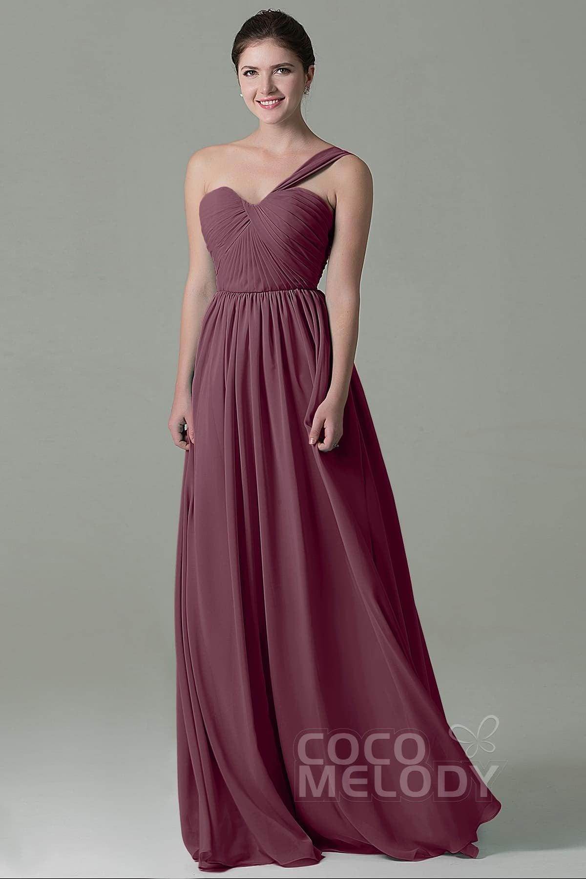 Sheath Floor Length Chiffon Bridesmaid Dress COZK15009 - COCOMELODY