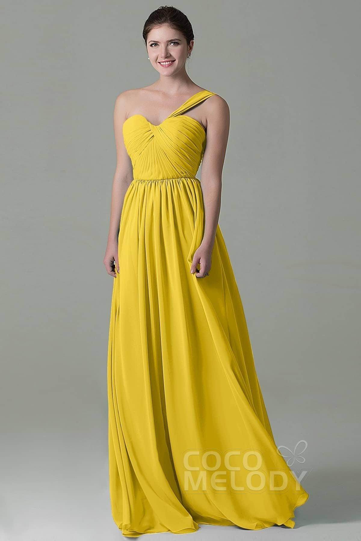 Sheath Floor Length Chiffon Bridesmaid Dress COZK15009 - COCOMELODY