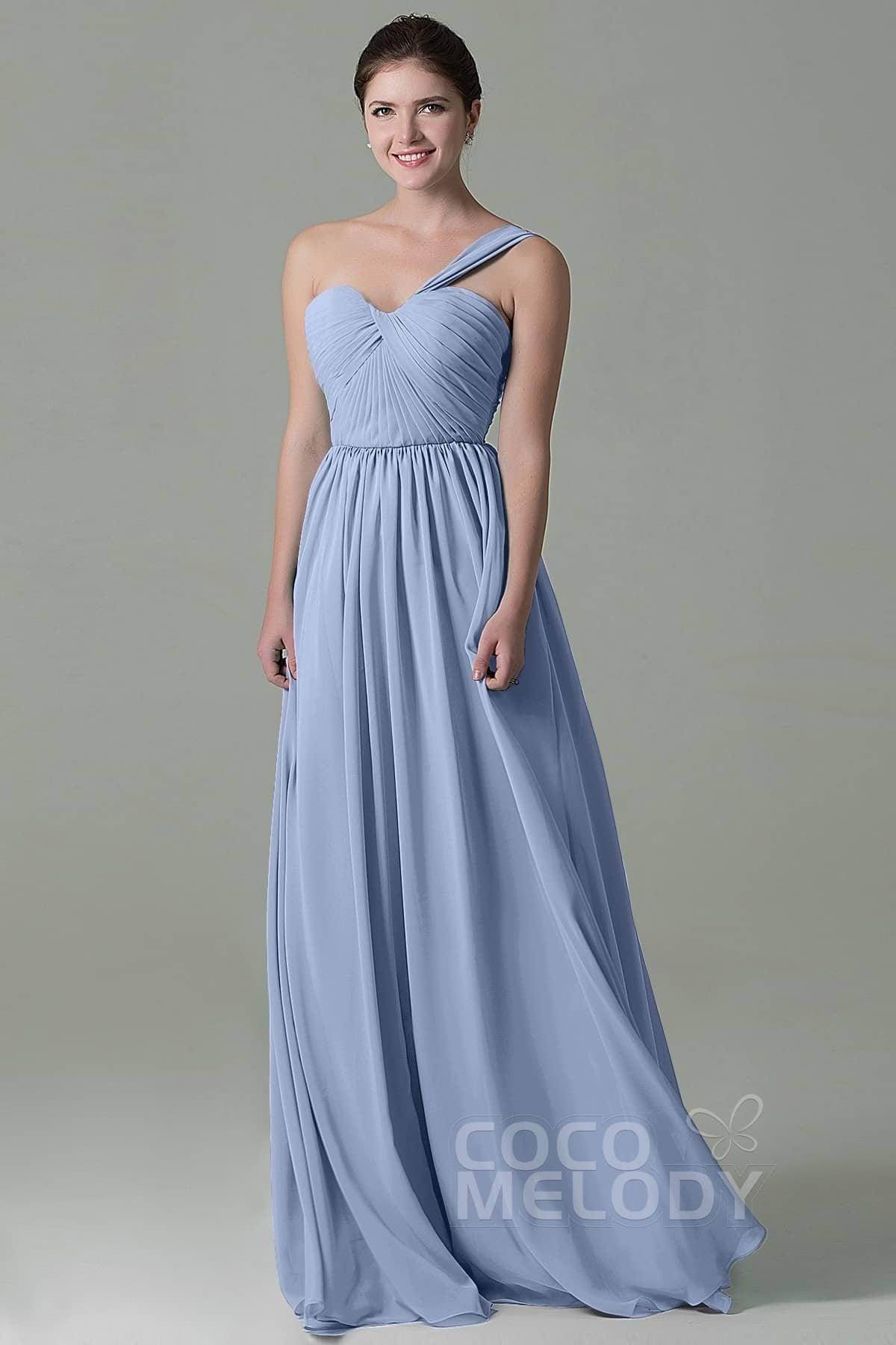 Sheath Floor Length Chiffon Bridesmaid Dress COZK15009 - COCOMELODY
