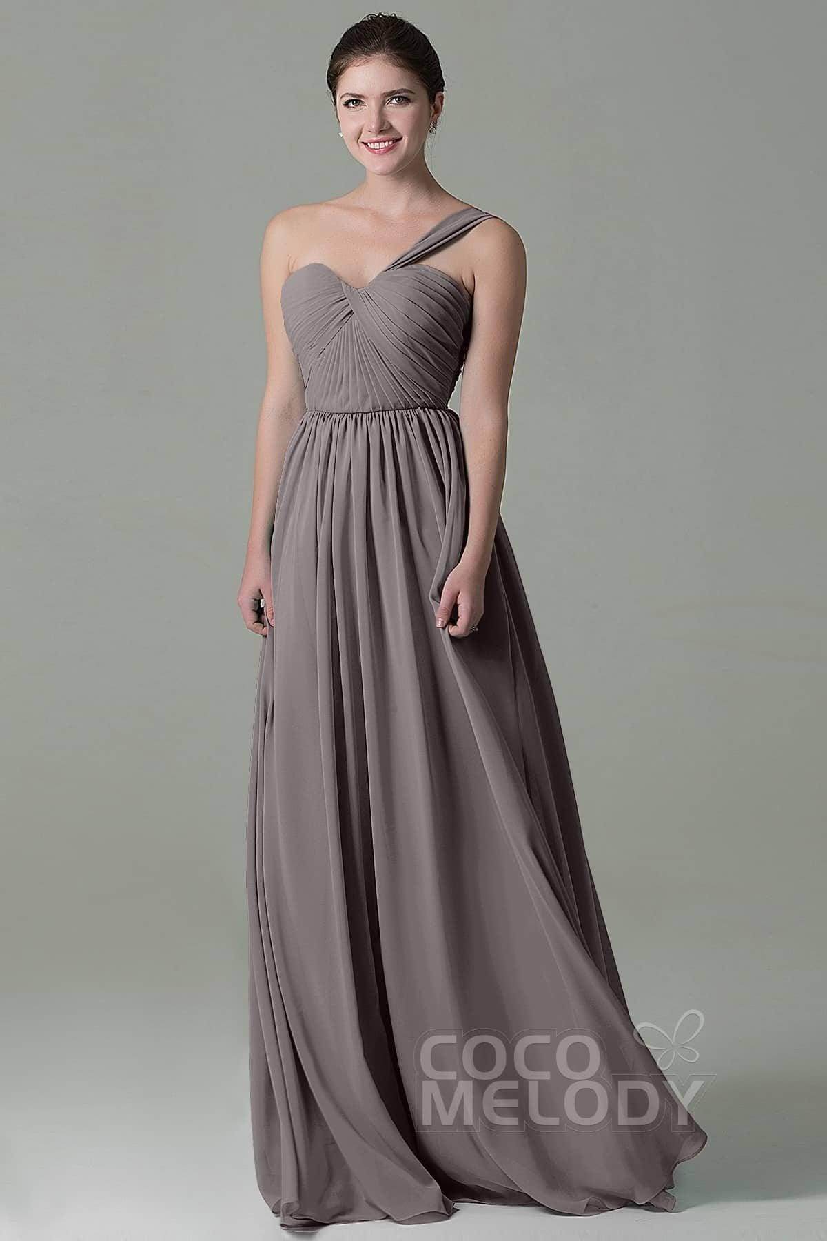 Sheath Floor Length Chiffon Bridesmaid Dress COZK15009 - COCOMELODY
