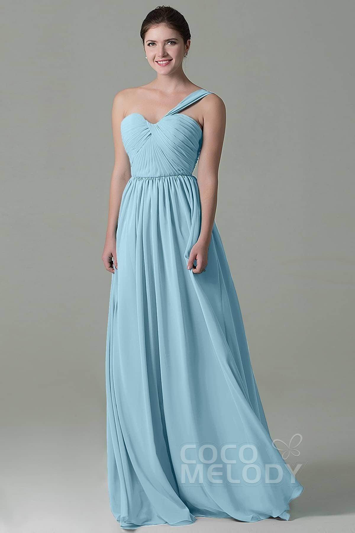 Sheath Floor Length Chiffon Bridesmaid Dress COZK15009 - COCOMELODY
