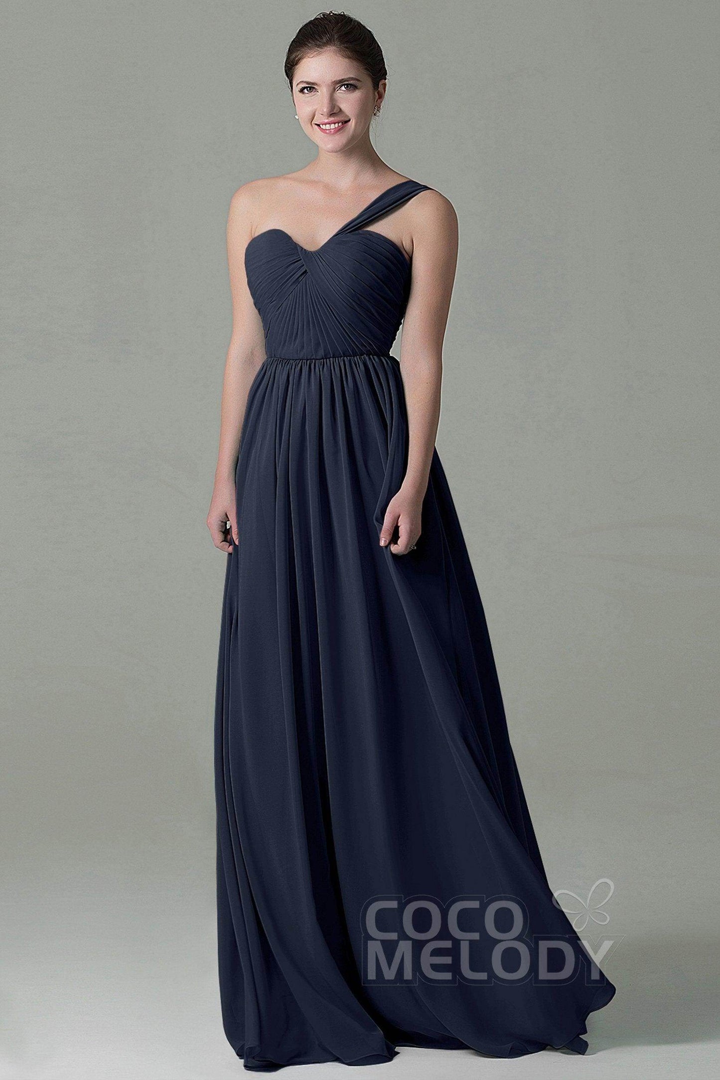 Sheath Floor Length Chiffon Bridesmaid Dress COZK15009 - COCOMELODY