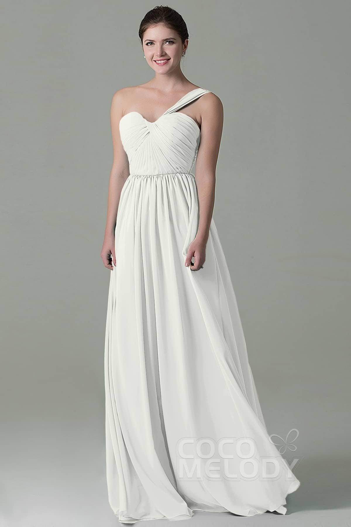 Sheath Floor Length Chiffon Bridesmaid Dress COZK15009 - COCOMELODY