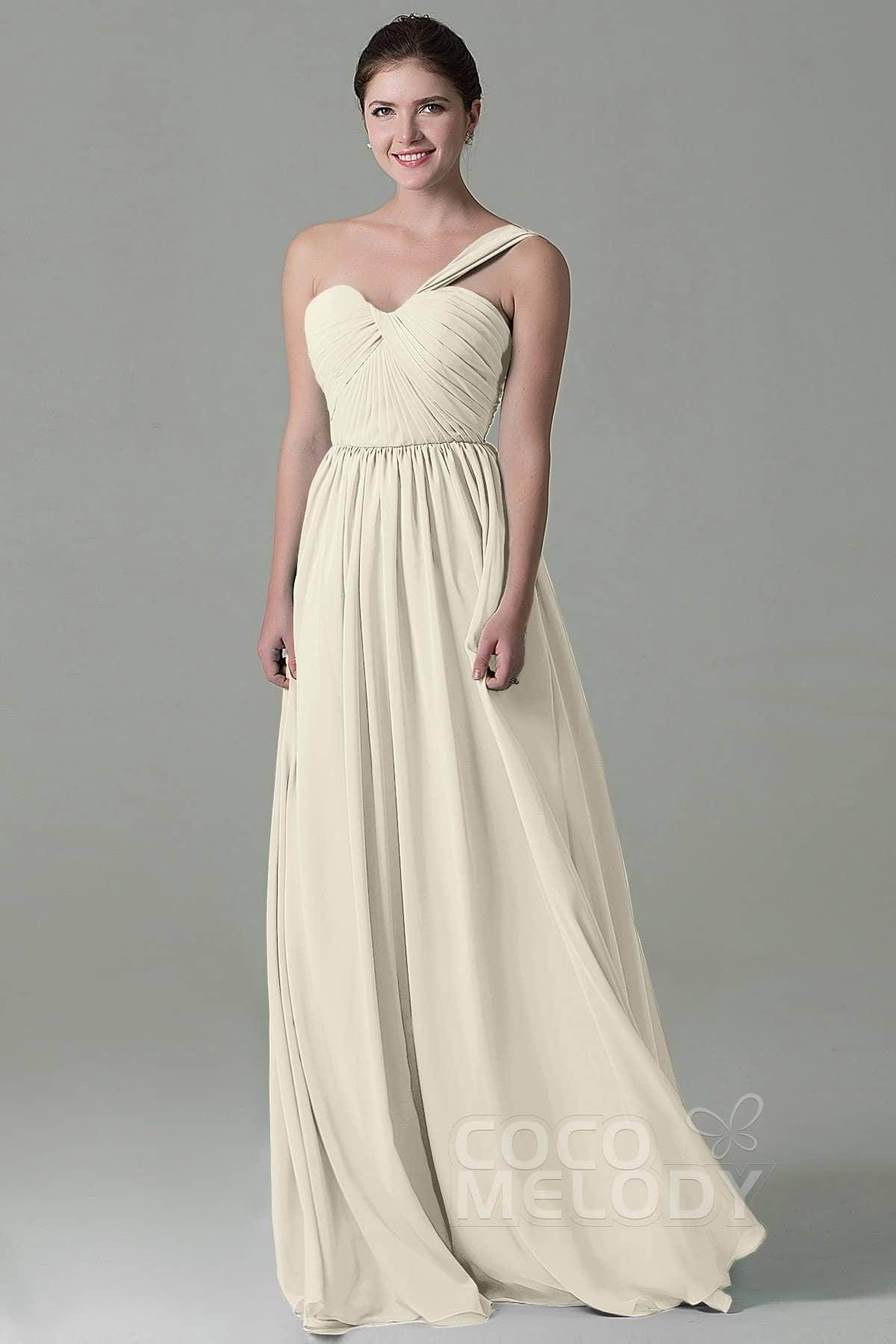 Sheath Floor Length Chiffon Bridesmaid Dress COZK15009 - COCOMELODY