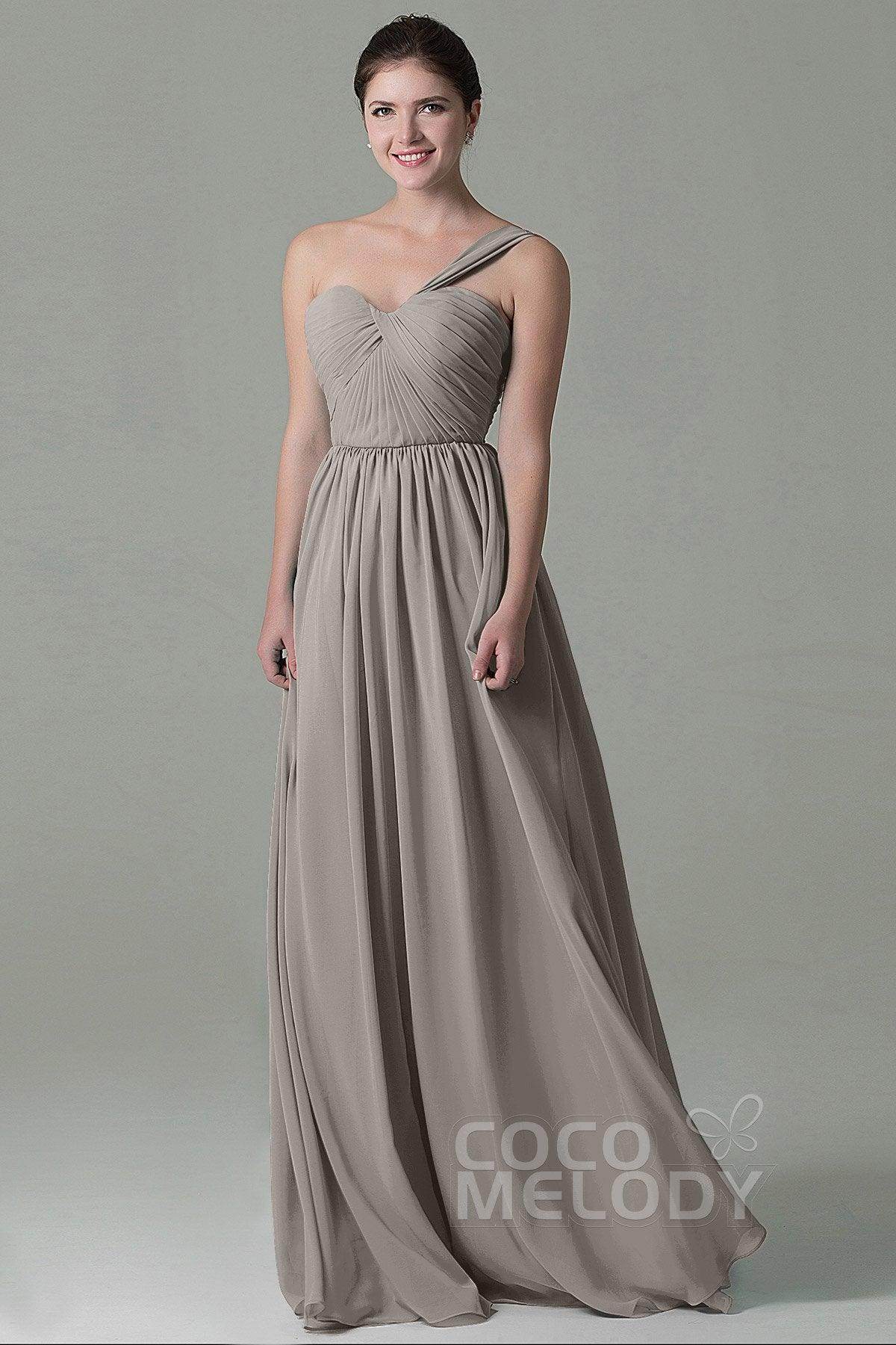 Sheath Floor Length Chiffon Bridesmaid Dress COZK15009 - COCOMELODY