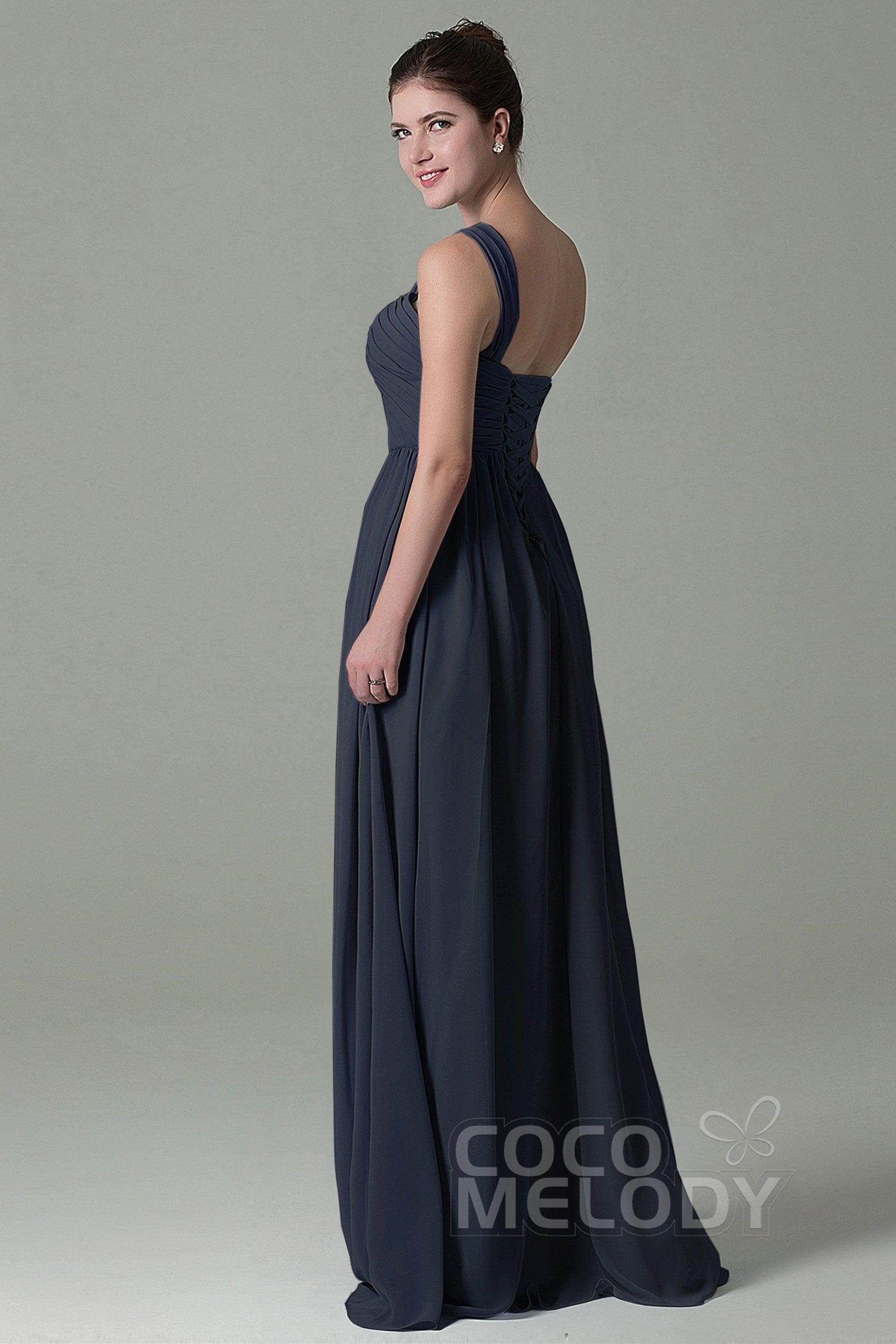 Sheath Floor Length Chiffon Bridesmaid Dress COZK15009 - COCOMELODY