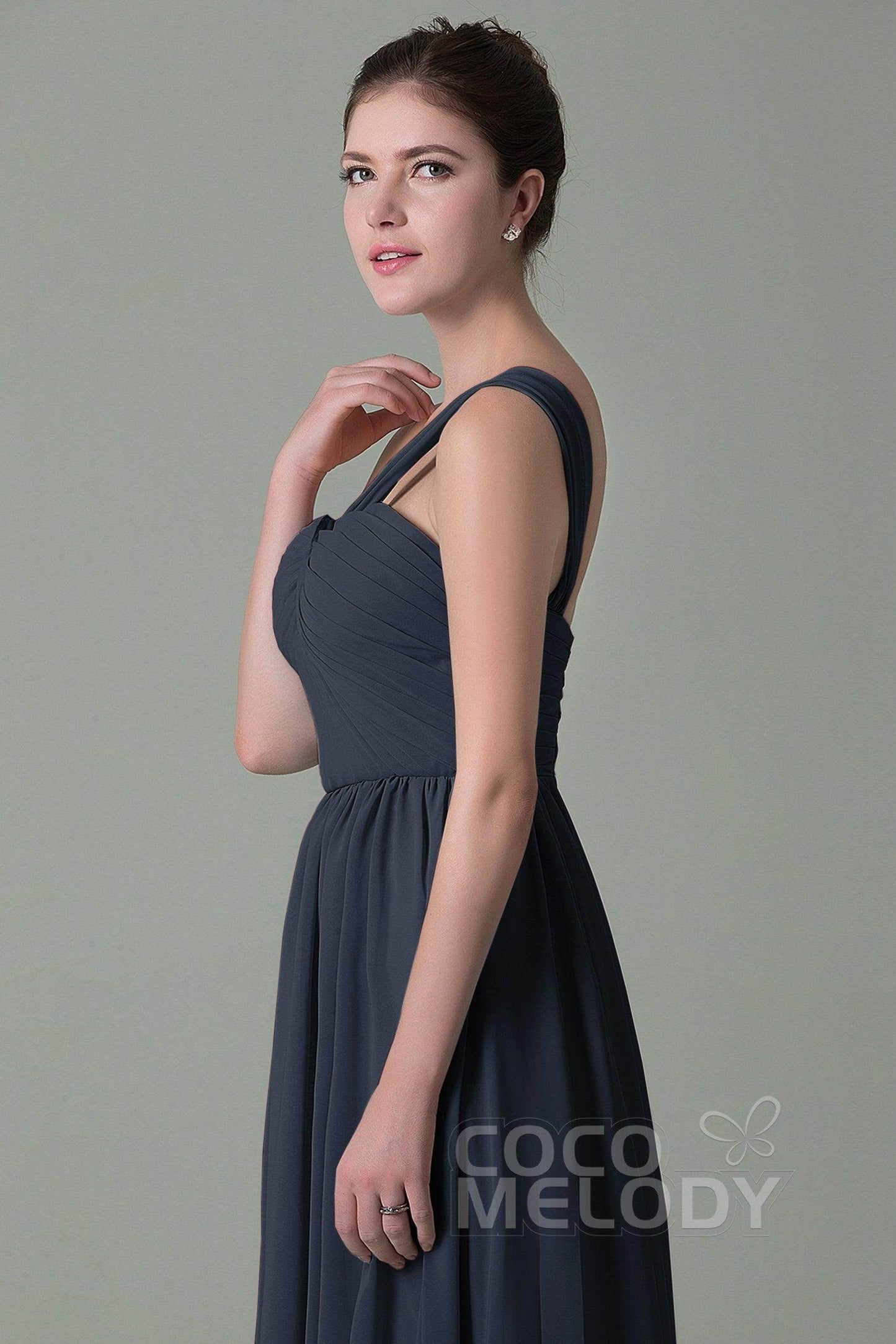 Sheath Floor Length Chiffon Bridesmaid Dress COZK15009 - COCOMELODY