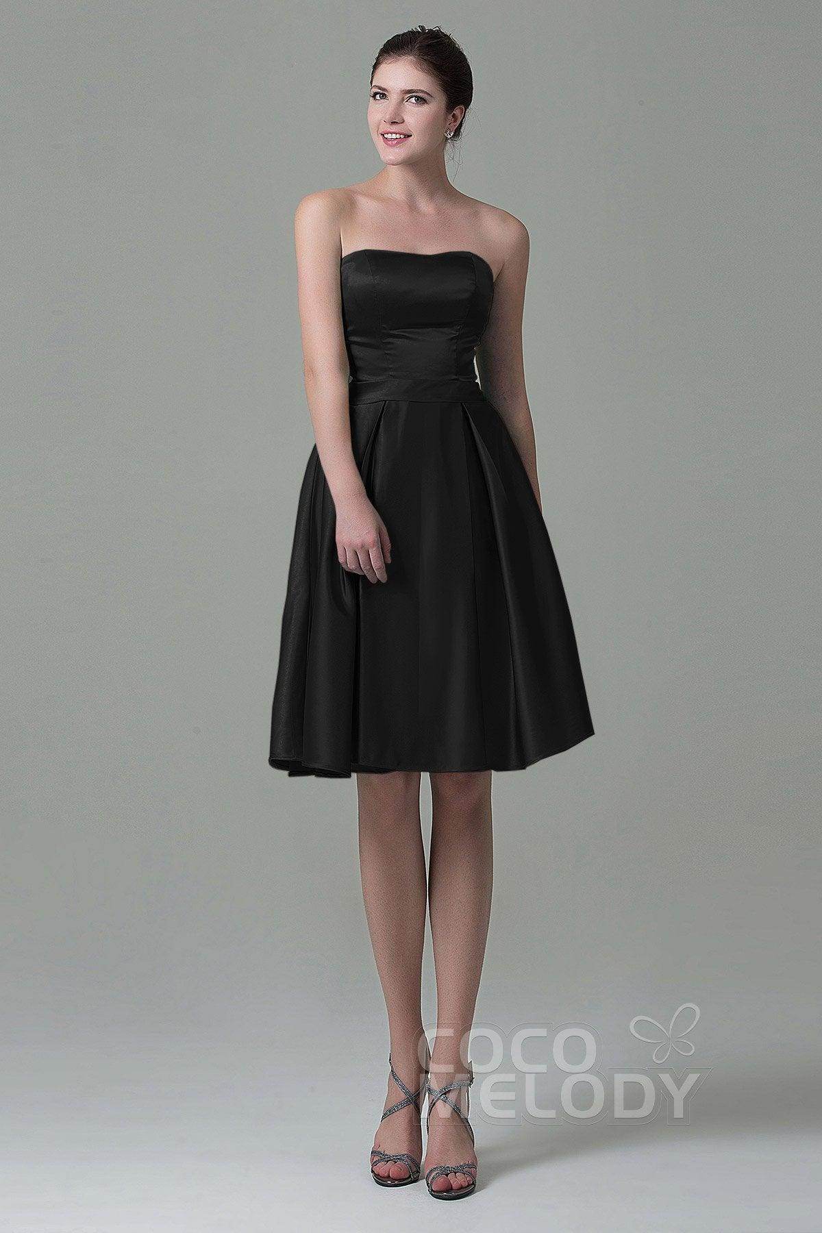 A-Line Knee Length Satin Bridesmaid Dress COZK1500A - COCOMELODY