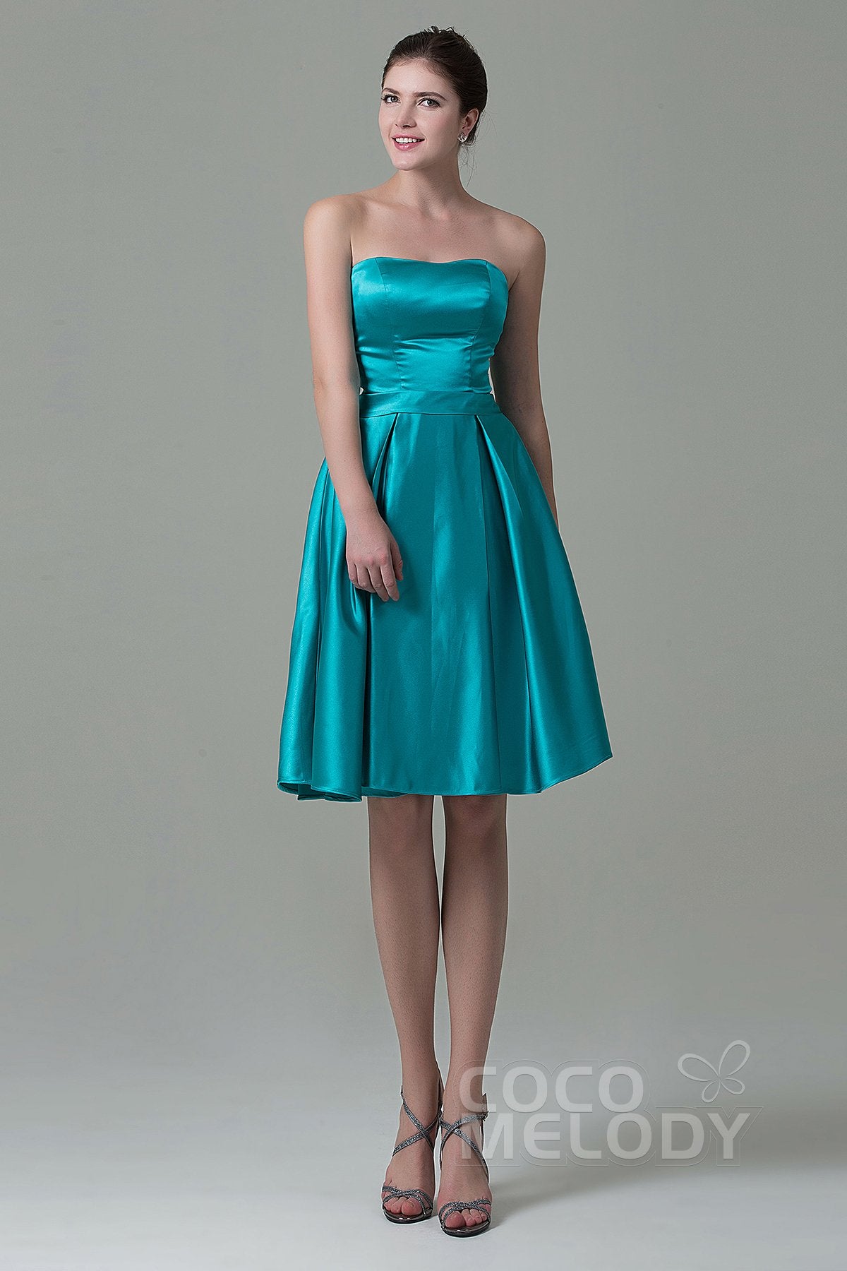 A-Line Knee Length Satin Bridesmaid Dress COZK1500A