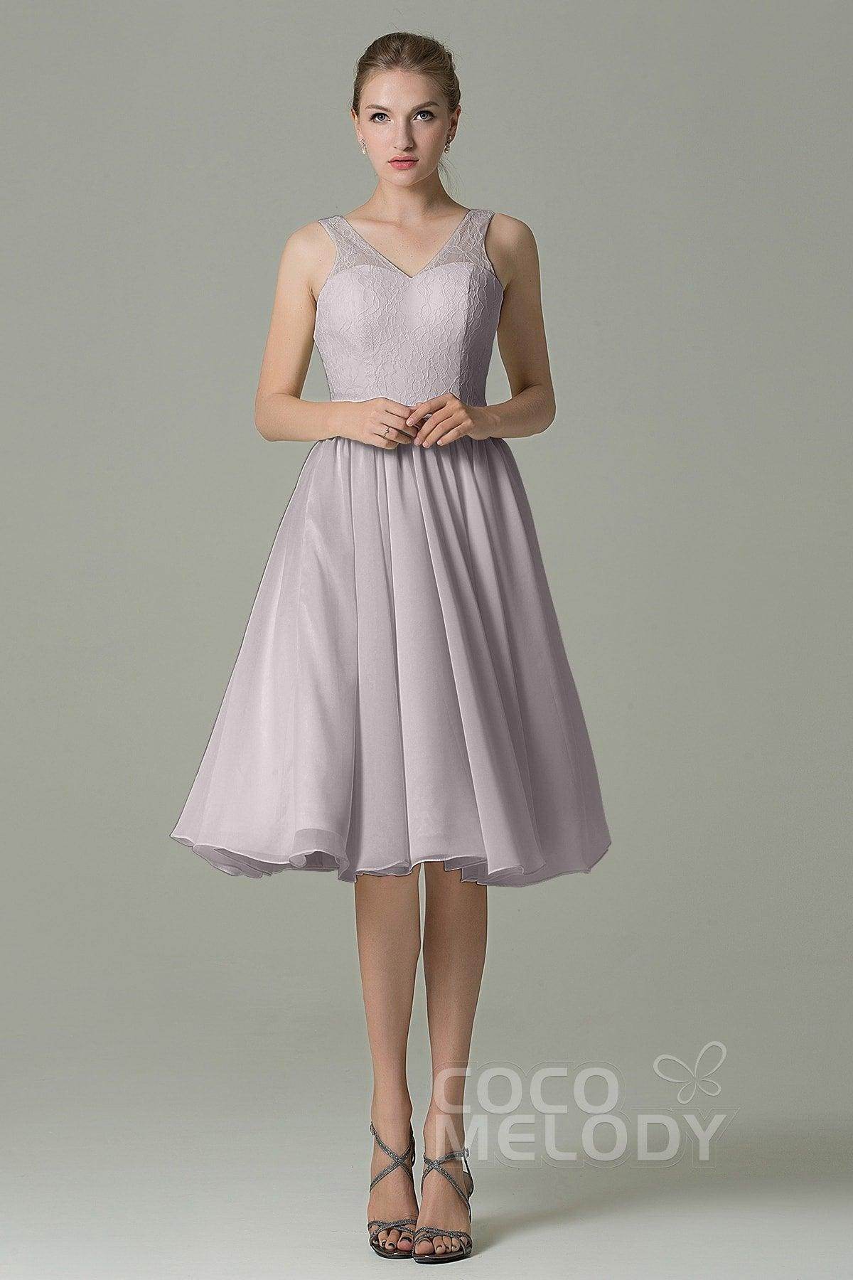 A-Line Knee Length Lace Short Bridesmaid Dress COZK16001 - COCOMELODY