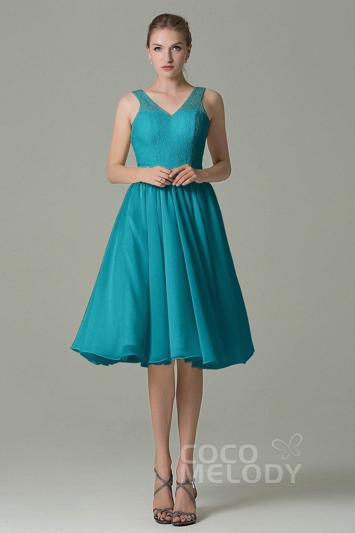 A-Line Knee Length Lace Short Bridesmaid Dress COZK16001 - COCOMELODY