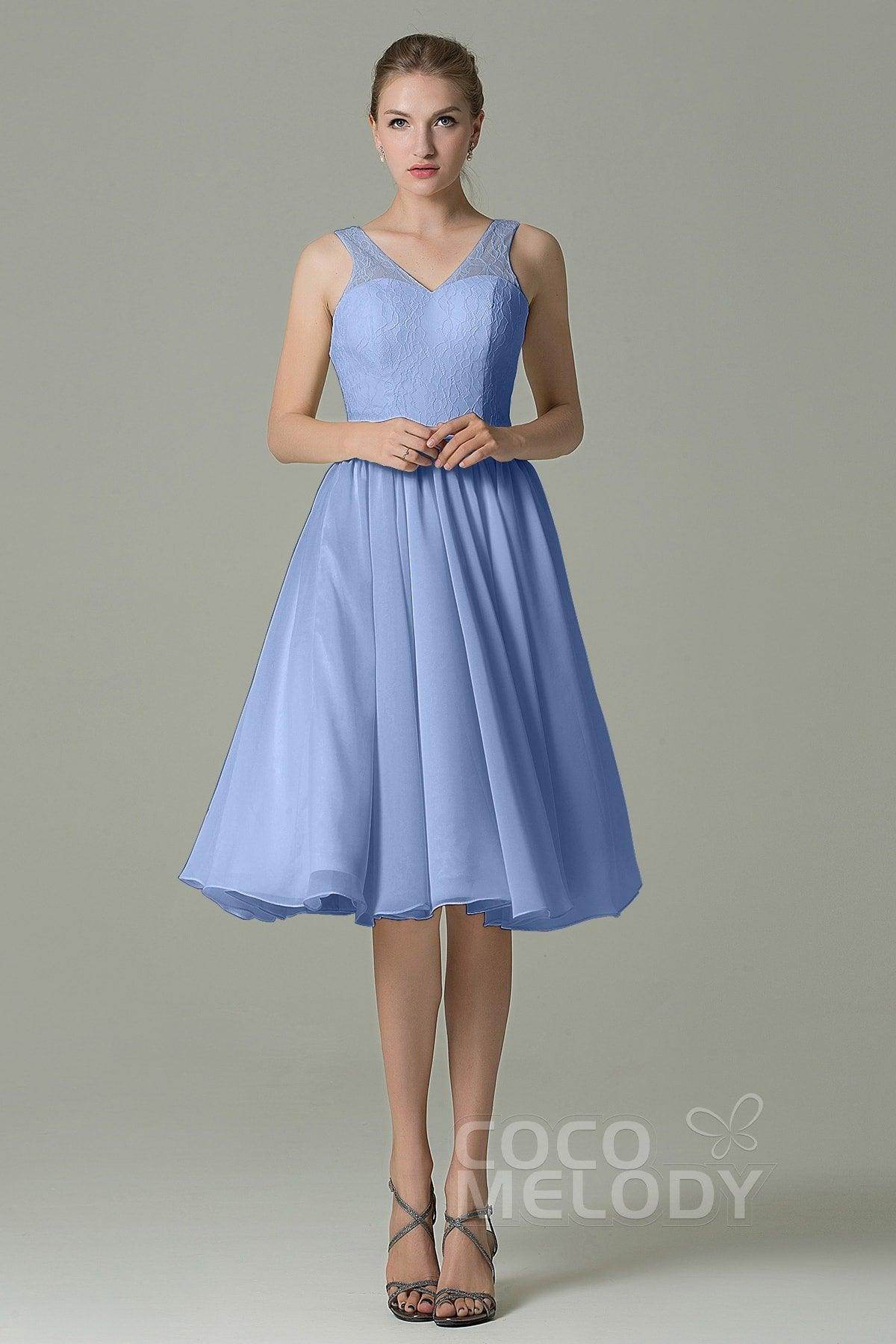 A-Line Knee Length Lace Short Bridesmaid Dress COZK16001 - COCOMELODY