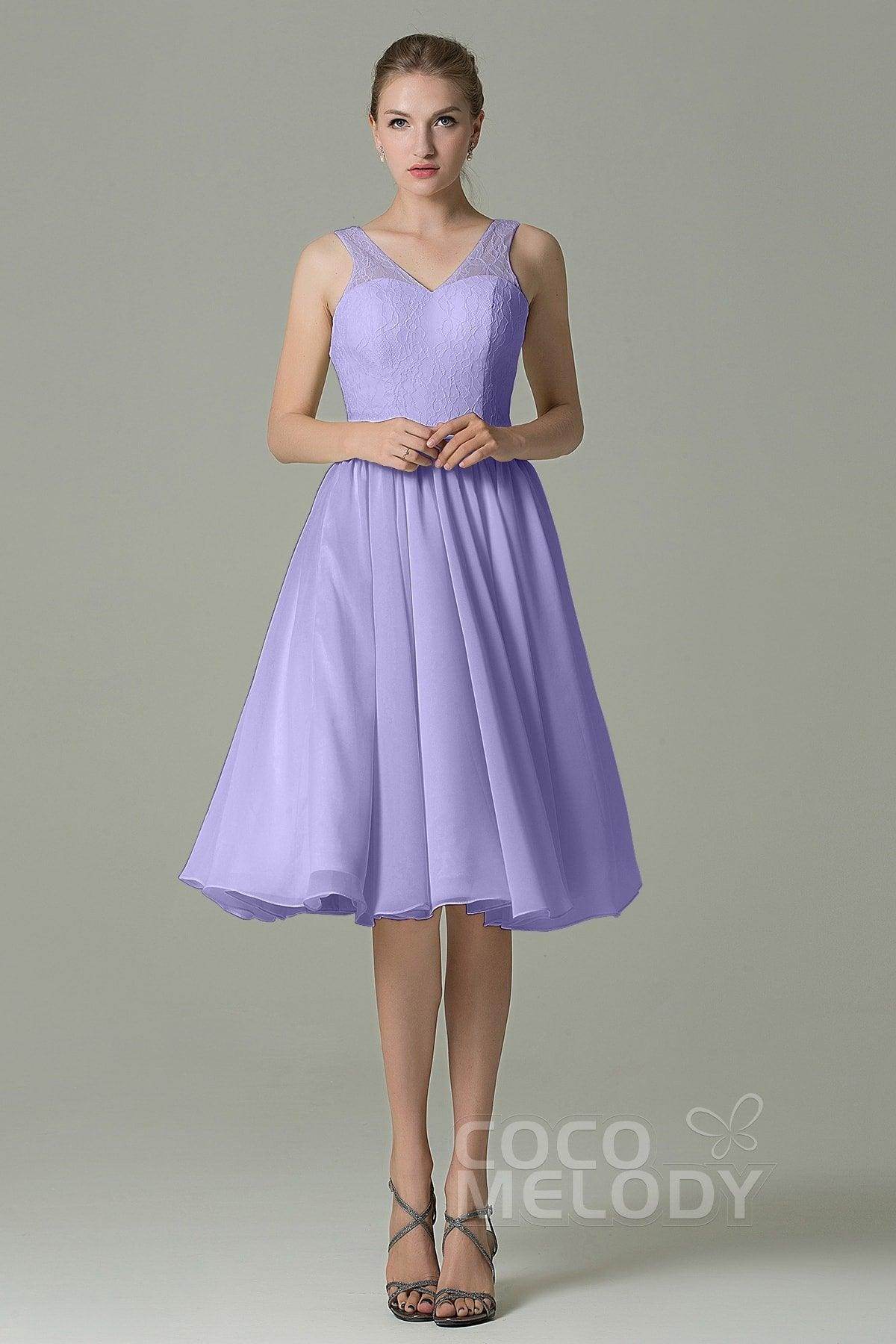 A-Line Knee Length Lace Short Bridesmaid Dress COZK16001 - COCOMELODY