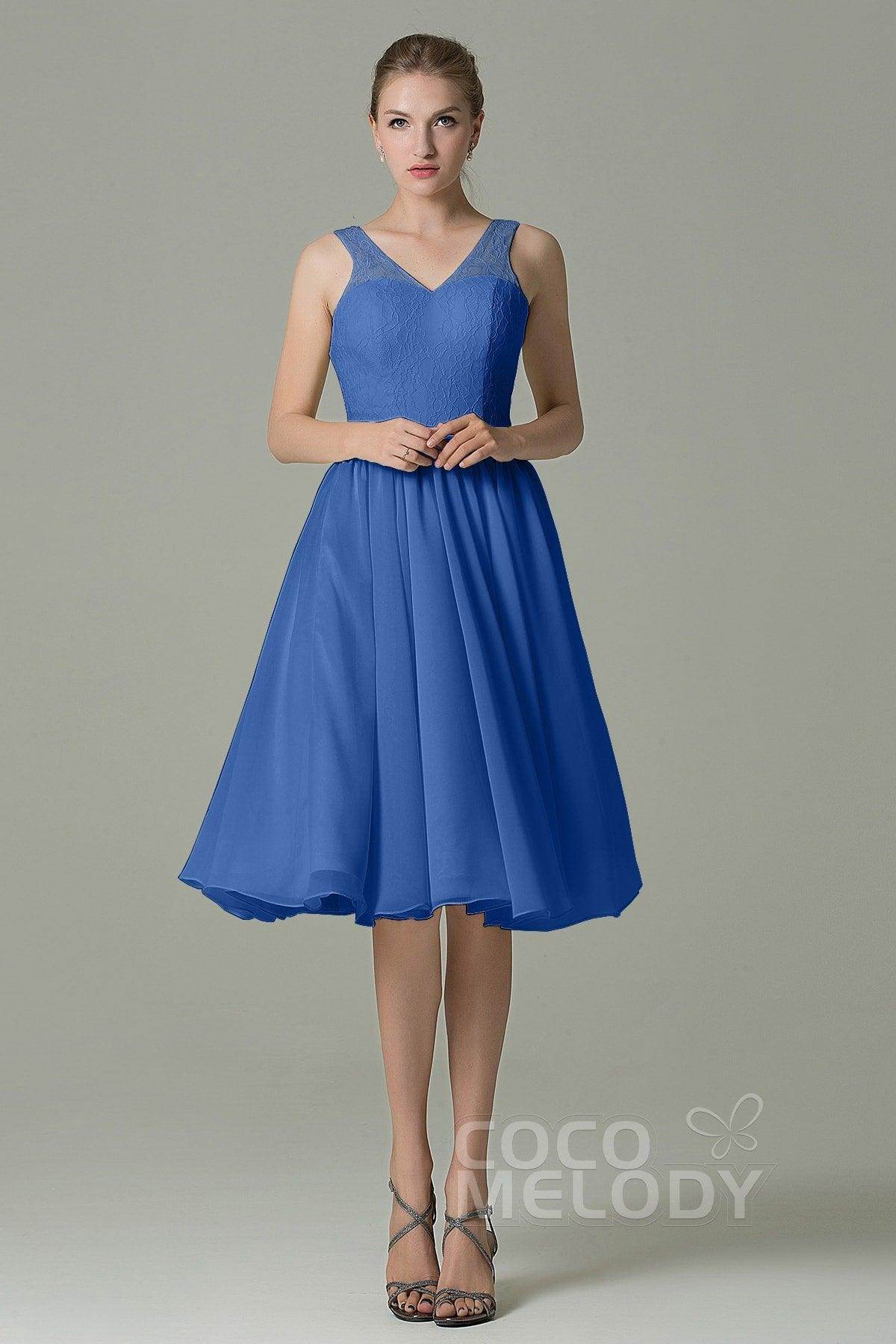 A-Line Knee Length Lace Short Bridesmaid Dress COZK16001 - COCOMELODY