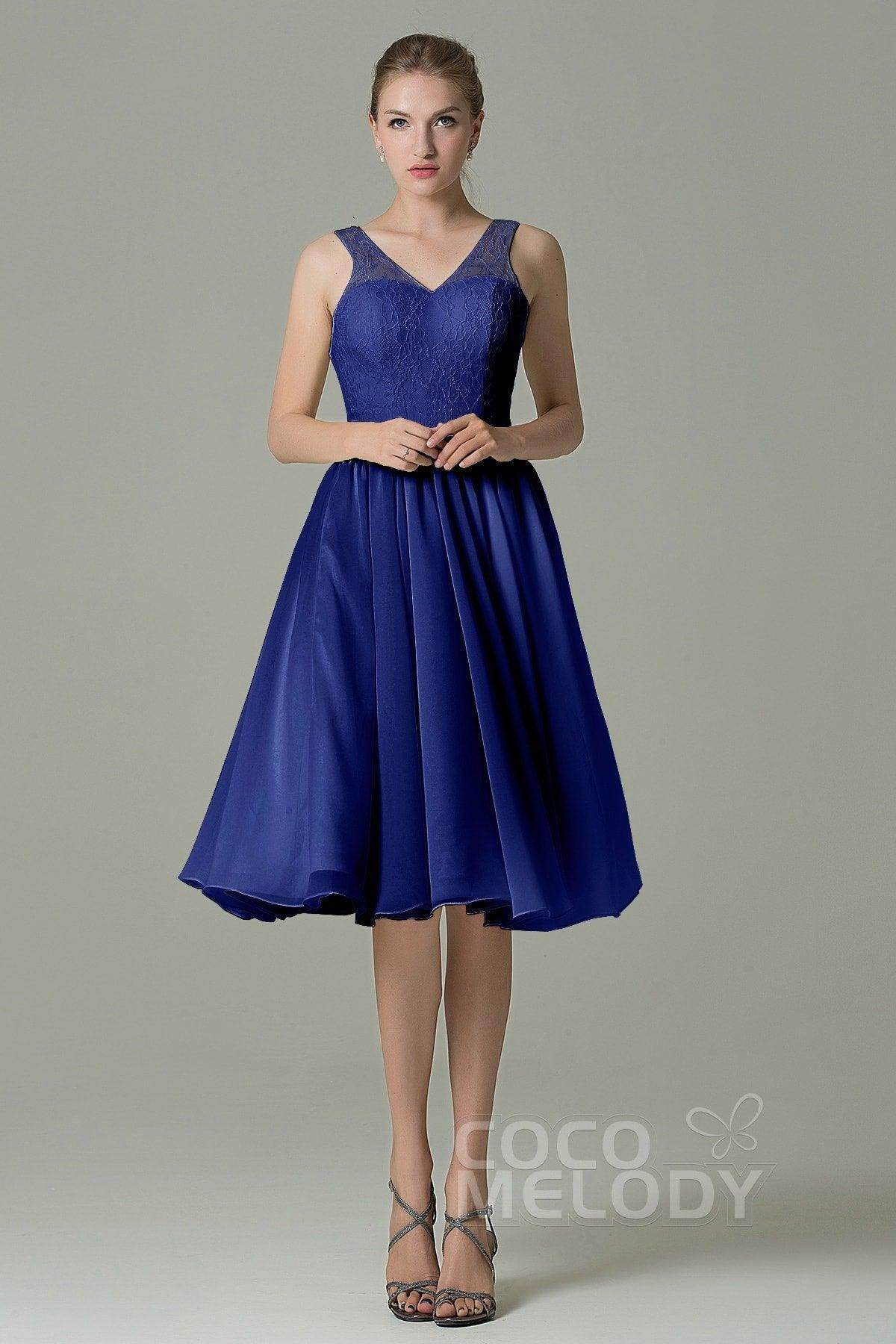 A-Line Knee Length Lace Short Bridesmaid Dress COZK16001 - COCOMELODY