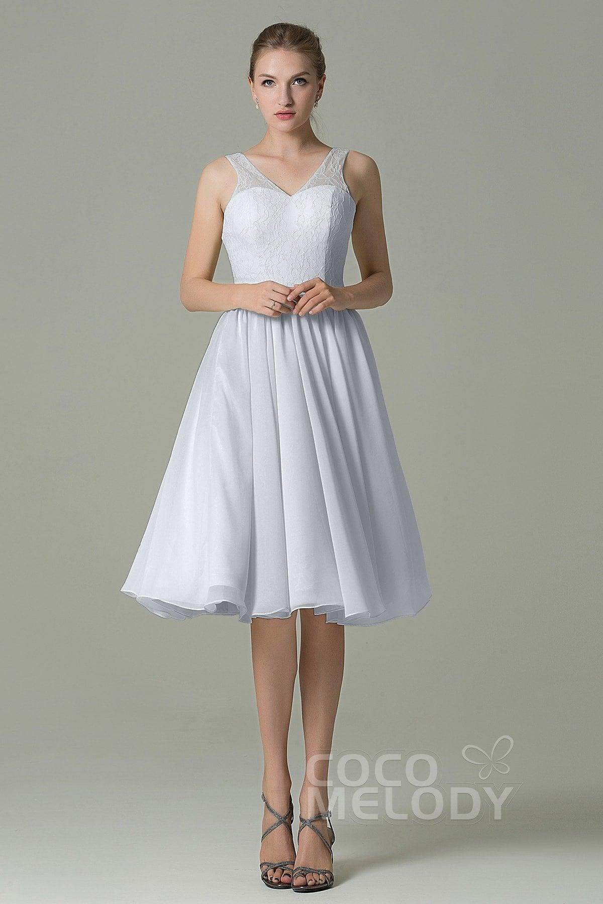 A-Line Knee Length Lace Short Bridesmaid Dress COZK16001 - COCOMELODY