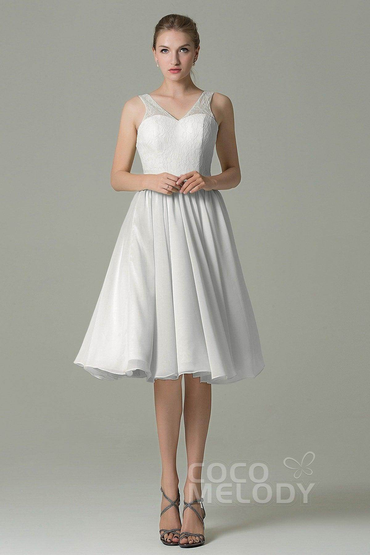 A-Line Knee Length Lace Short Bridesmaid Dress COZK16001 - COCOMELODY