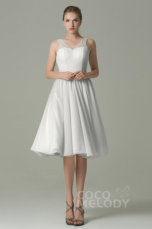 A-Line Knee Length Lace Short Bridesmaid Dress COZK16001