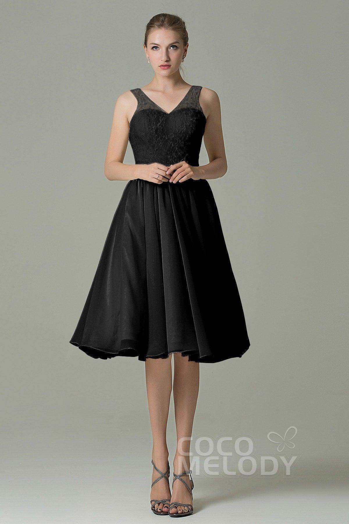 A-Line Knee Length Lace Short Bridesmaid Dress COZK16001 - COCOMELODY