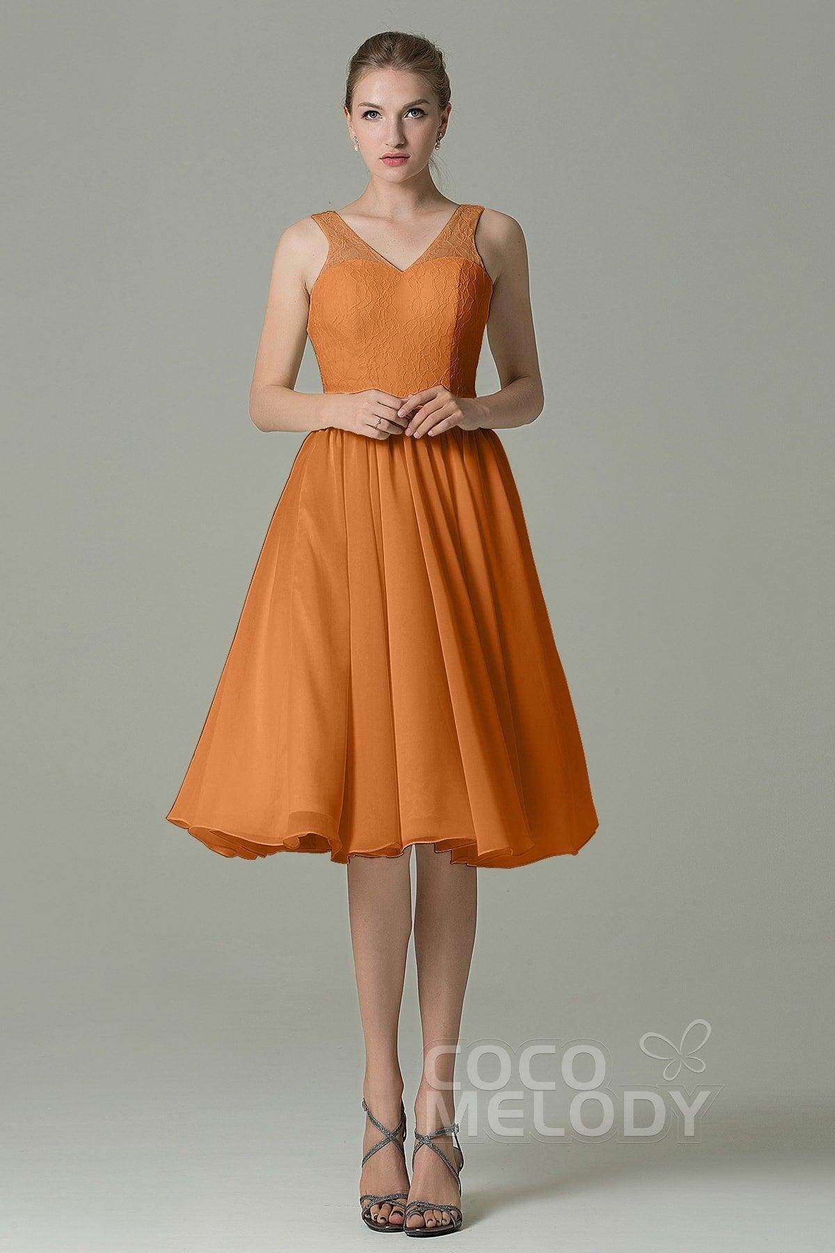 A-Line Knee Length Lace Short Bridesmaid Dress COZK16001 - COCOMELODY