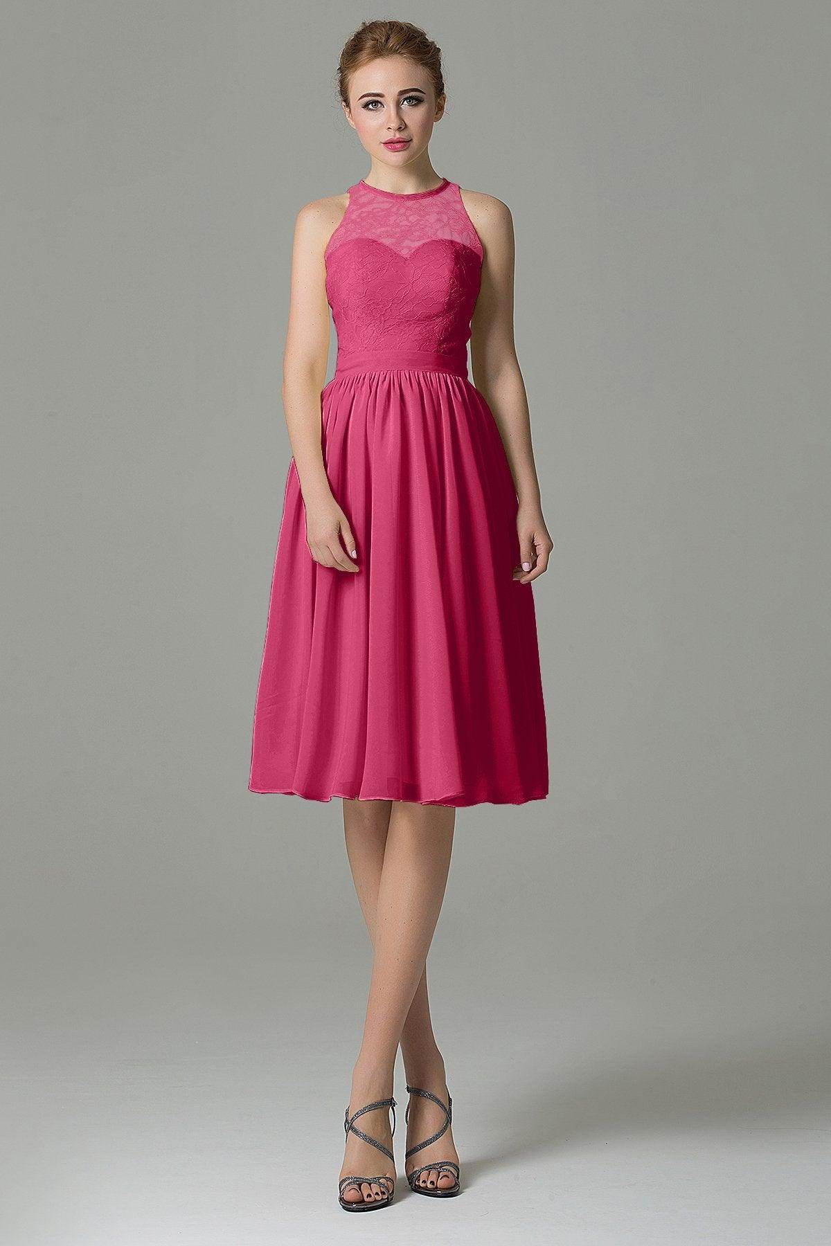 A-Line Knee Length Lace Short Bridesmaid Dress COZK16003 - COCOMELODY
