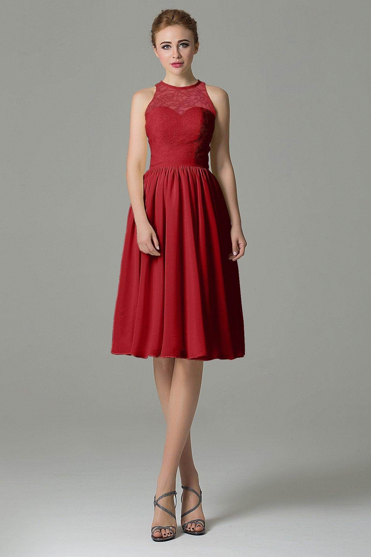 A-Line Knee Length Lace Short Bridesmaid Dress COZK16003 - COCOMELODY