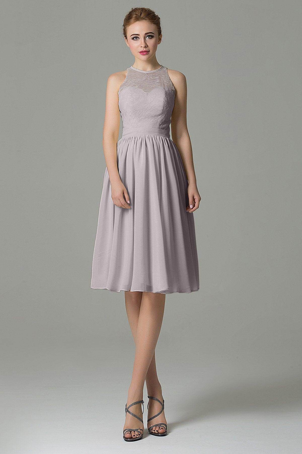 A-Line Knee Length Lace Short Bridesmaid Dress COZK16003 - COCOMELODY