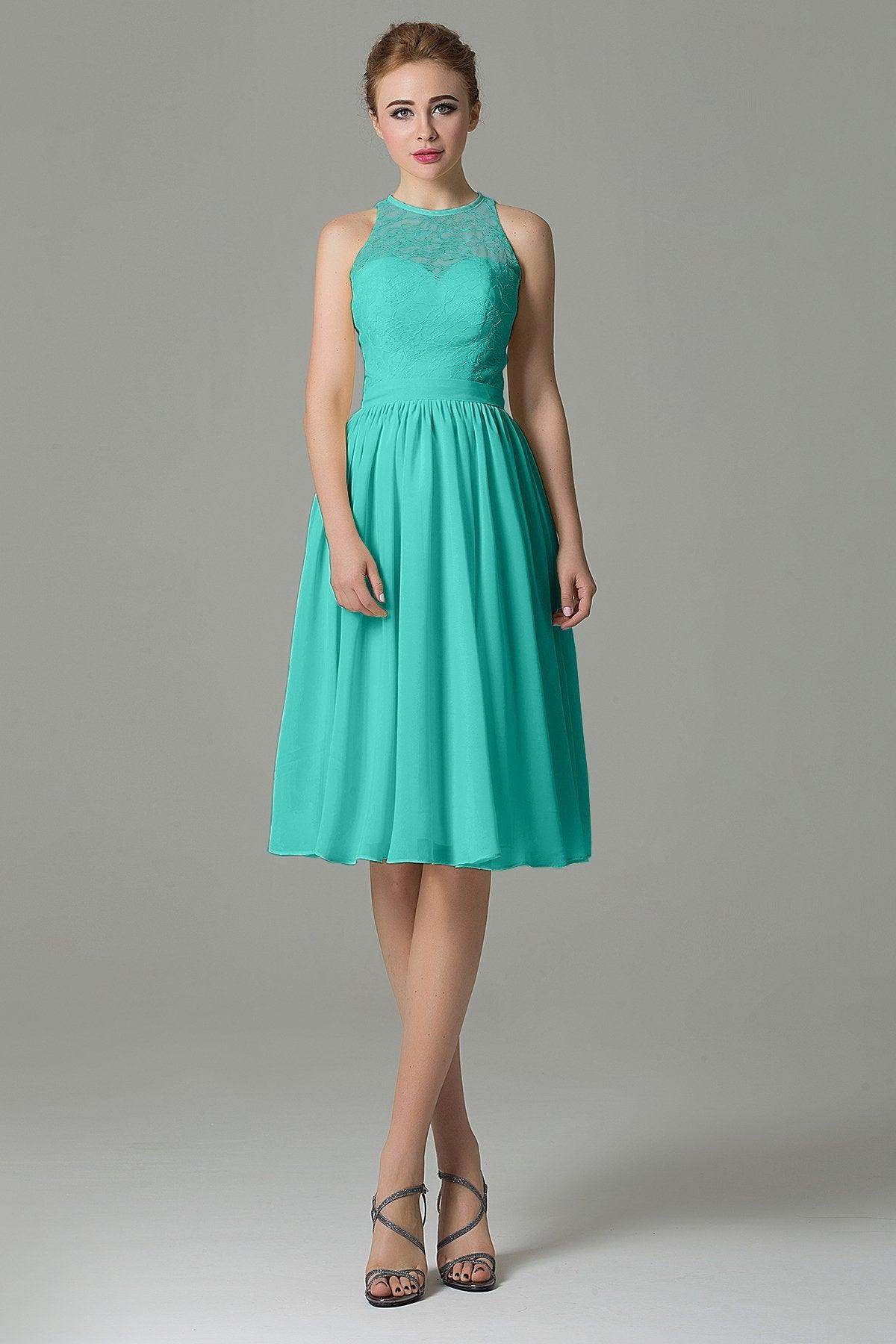 A-Line Knee Length Lace Short Bridesmaid Dress COZK16003 - COCOMELODY