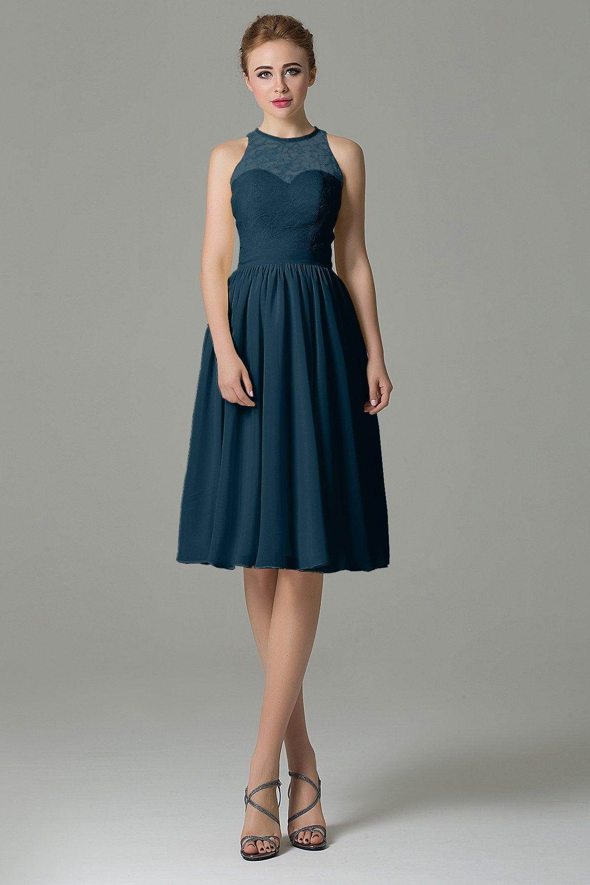 A-Line Knee Length Lace Short Bridesmaid Dress COZK16003 - COCOMELODY