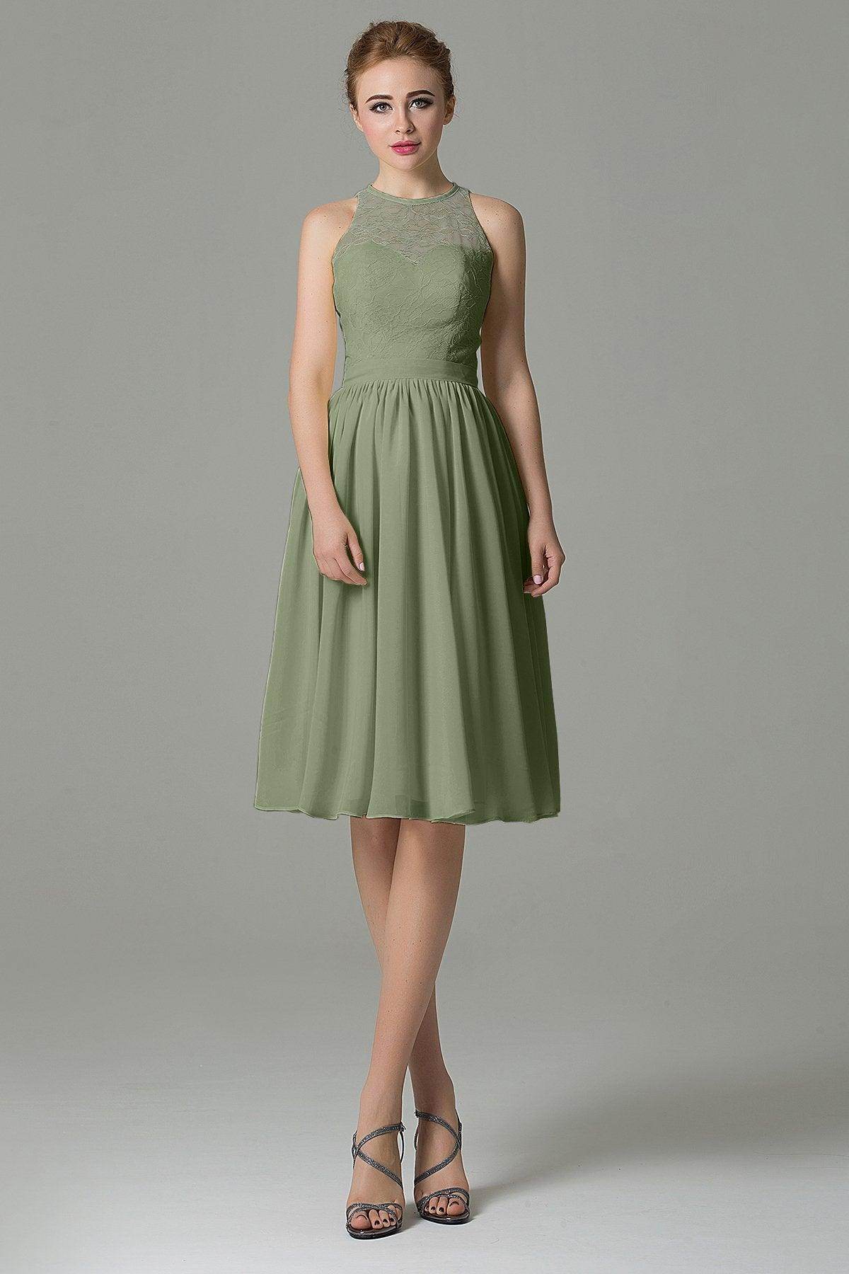 A-Line Knee Length Lace Short Bridesmaid Dress COZK16003 - COCOMELODY
