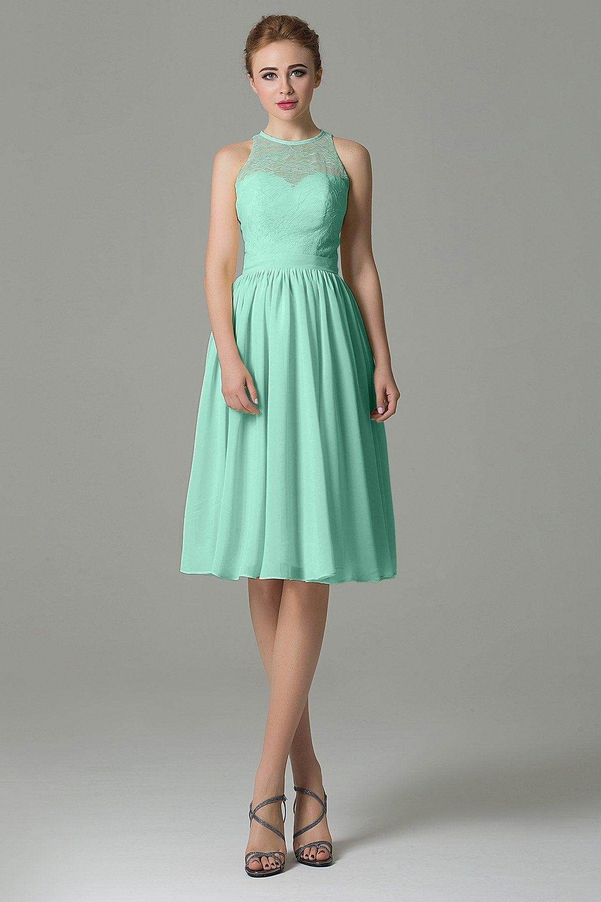 A-Line Knee Length Lace Short Bridesmaid Dress COZK16003 - COCOMELODY