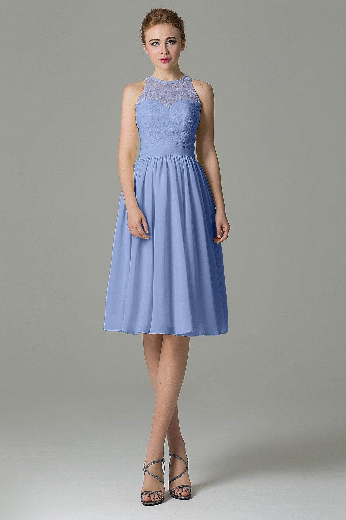 A-Line Knee Length Lace Short Bridesmaid Dress COZK16003 - COCOMELODY