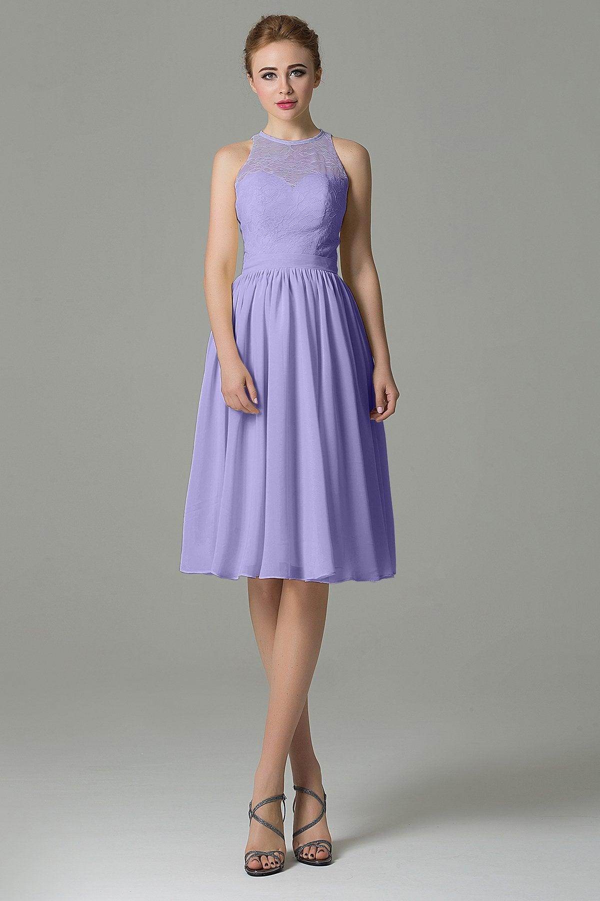 A-Line Knee Length Lace Short Bridesmaid Dress COZK16003 - COCOMELODY