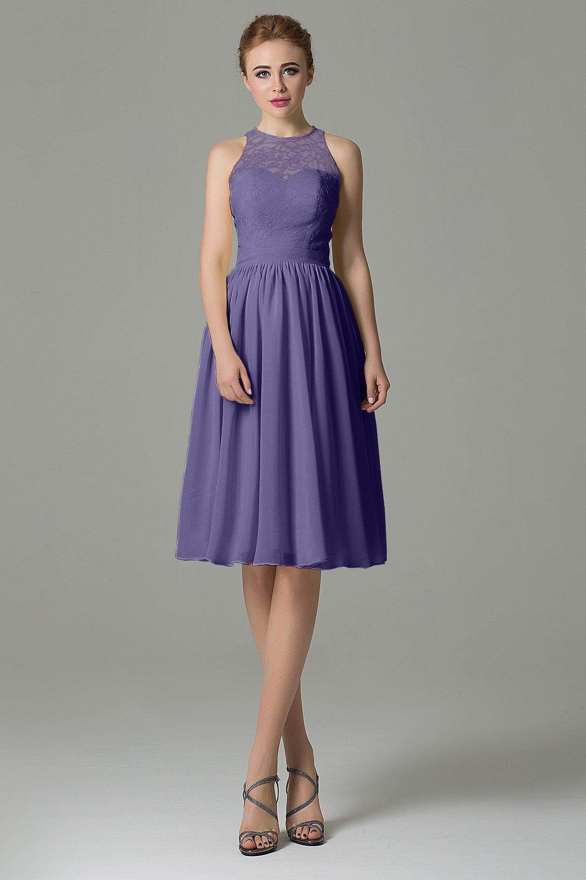 A-Line Knee Length Lace Short Bridesmaid Dress COZK16003 - COCOMELODY