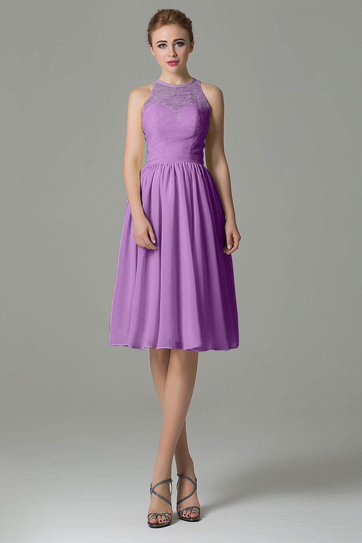 A-Line Knee Length Lace Short Bridesmaid Dress COZK16003 - COCOMELODY