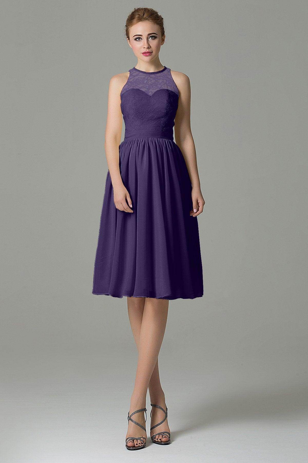 A-Line Knee Length Lace Short Bridesmaid Dress COZK16003 - COCOMELODY