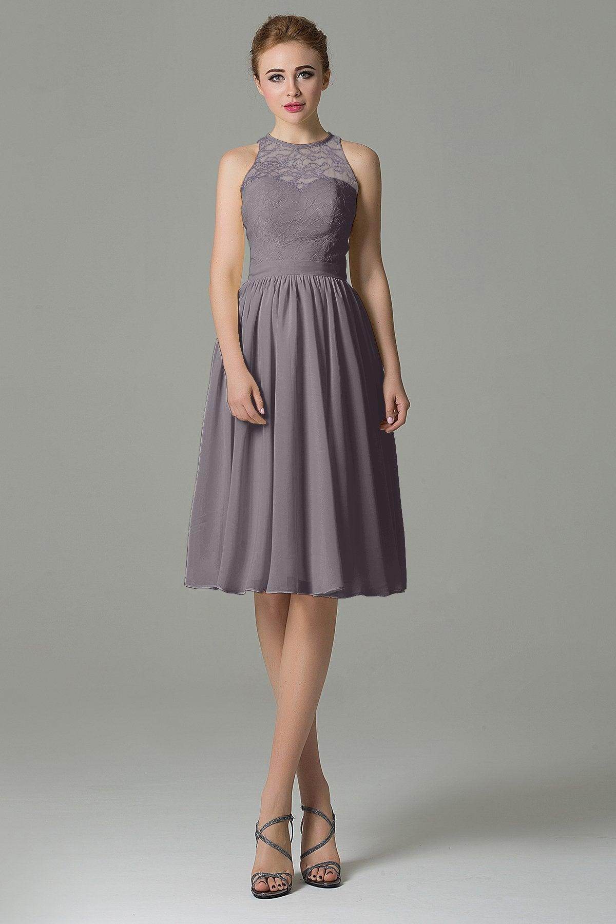 A-Line Knee Length Lace Short Bridesmaid Dress COZK16003 - COCOMELODY