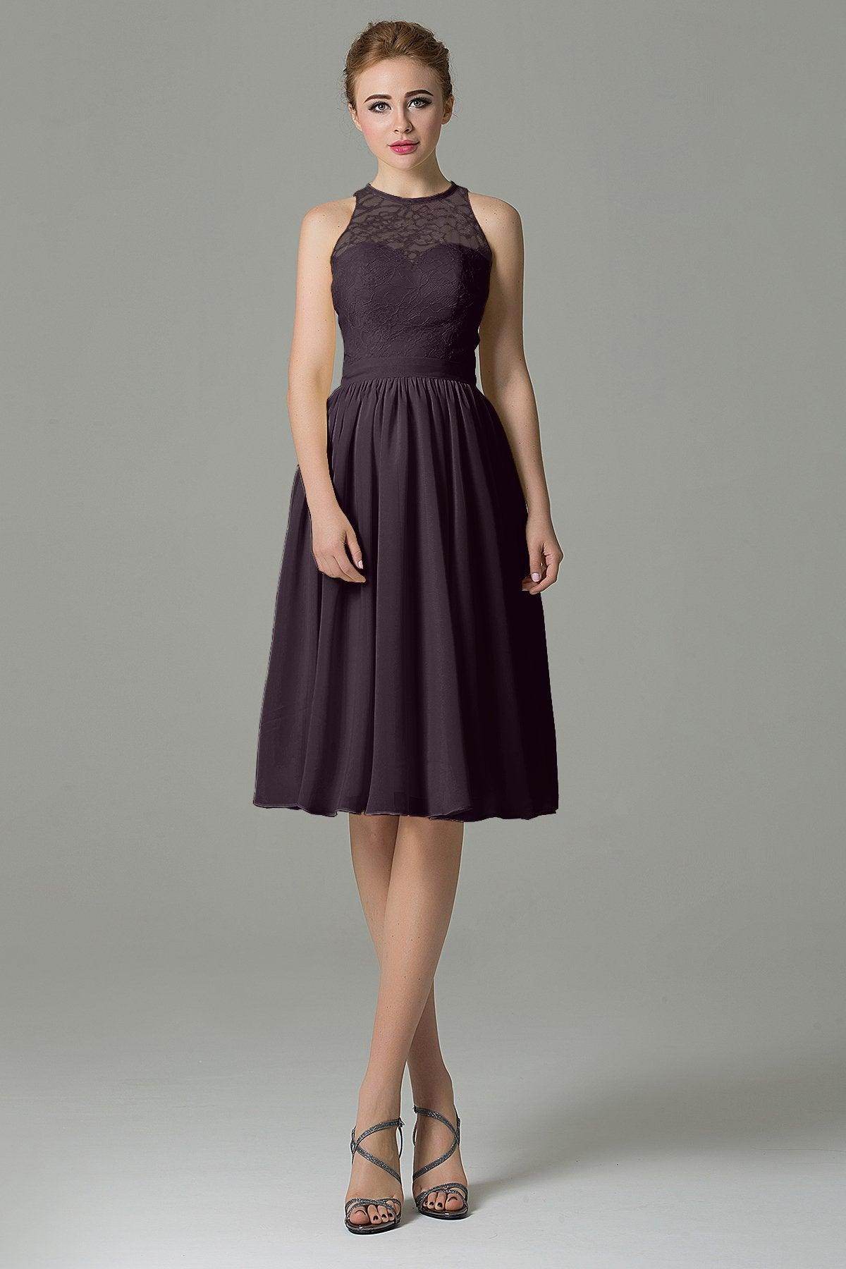 A-Line Knee Length Lace Short Bridesmaid Dress COZK16003 - COCOMELODY