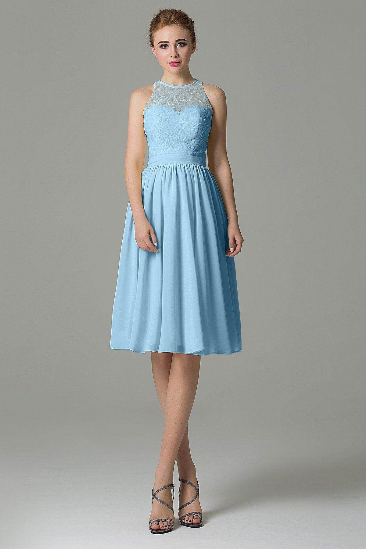 A-Line Knee Length Lace Short Bridesmaid Dress COZK16003 - COCOMELODY