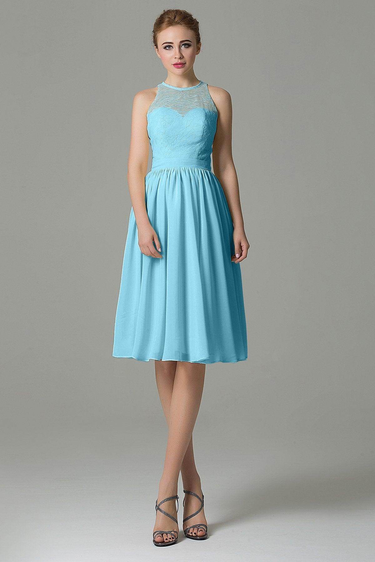 A-Line Knee Length Lace Short Bridesmaid Dress COZK16003 - COCOMELODY