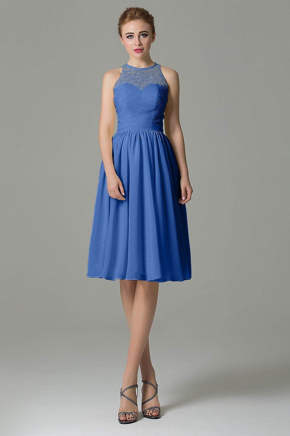 A-Line Knee Length Lace Short Bridesmaid Dress COZK16003 - COCOMELODY