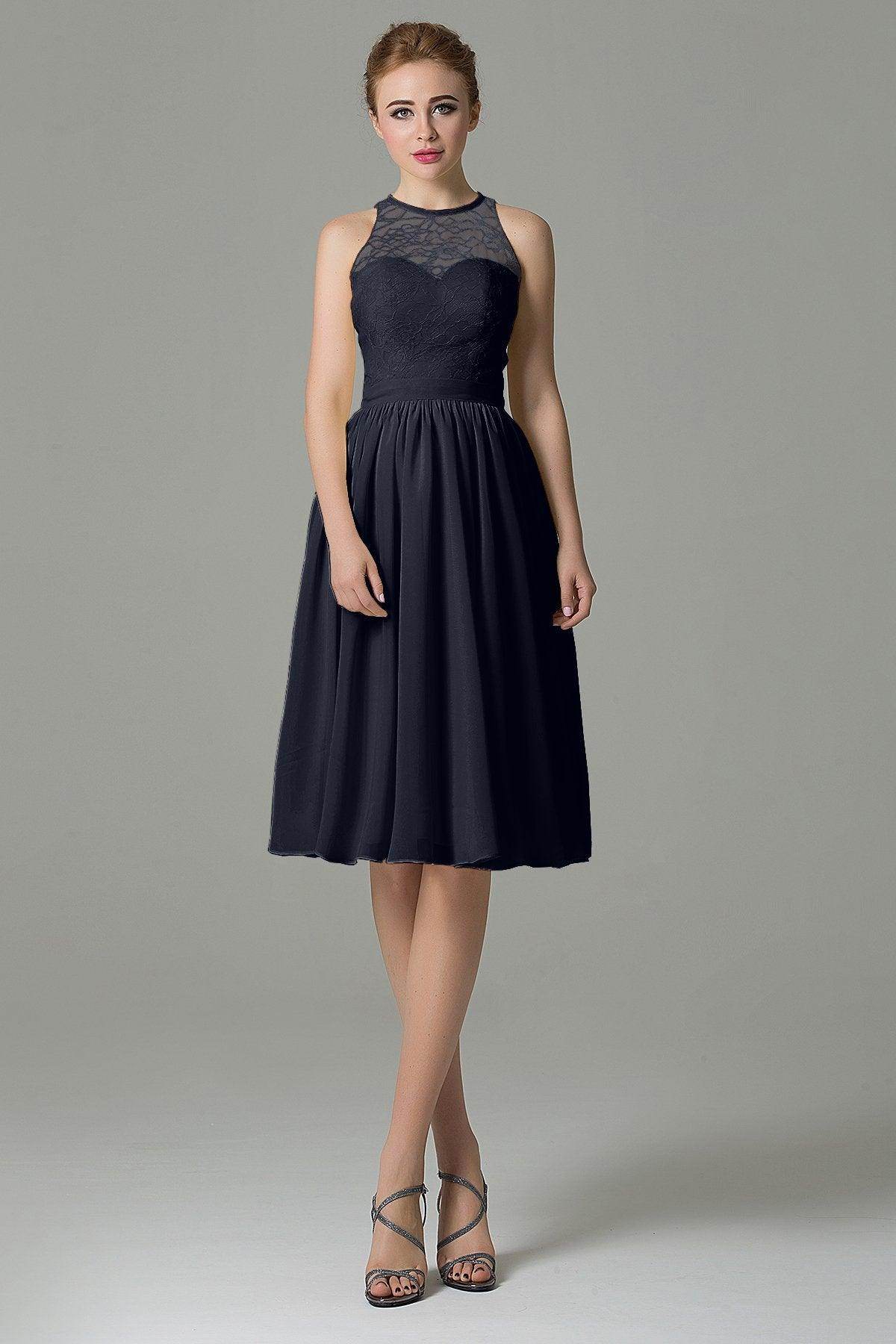 A-Line Knee Length Lace Short Bridesmaid Dress COZK16003 - COCOMELODY