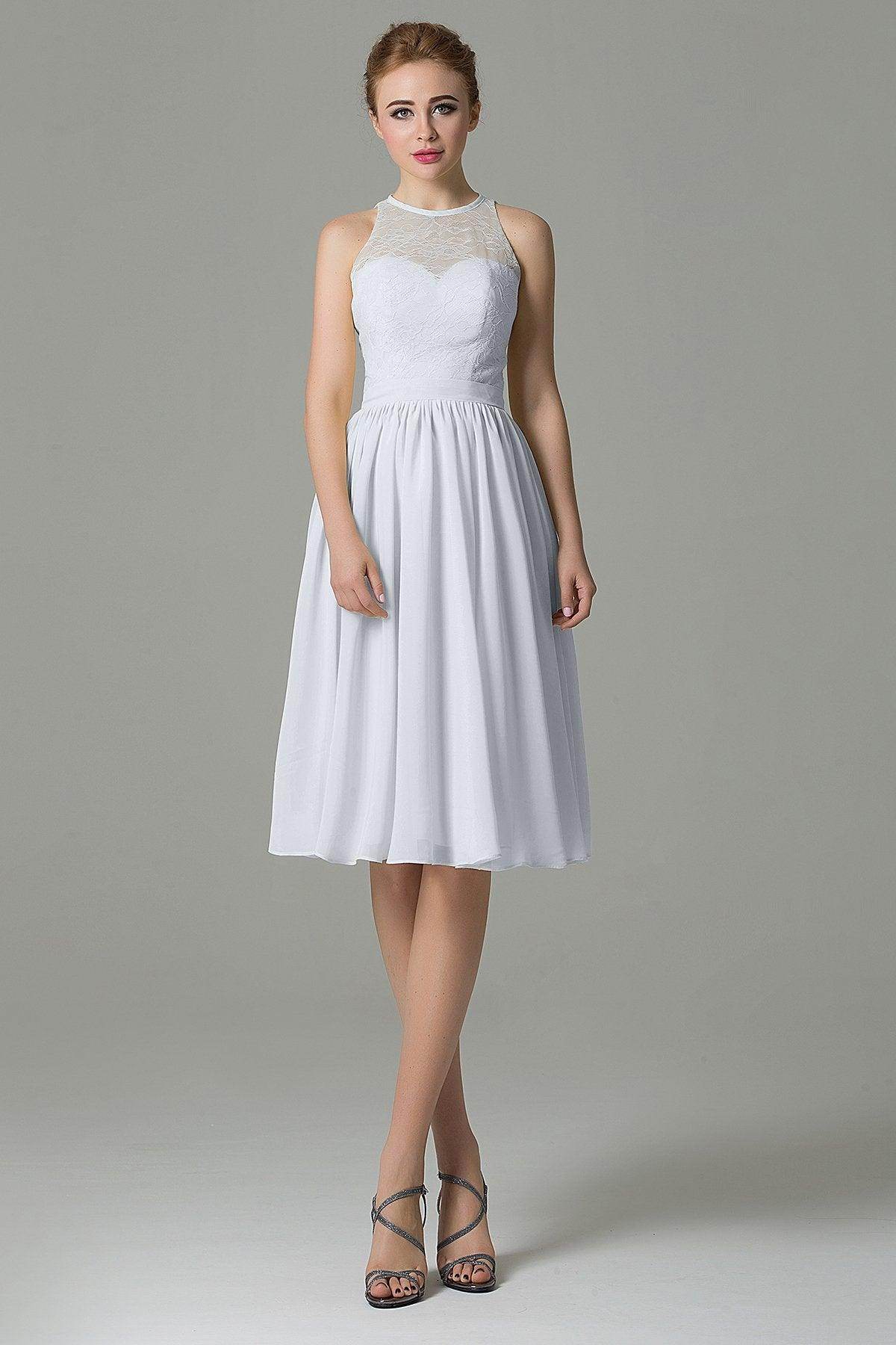 A-Line Knee Length Lace Short Bridesmaid Dress COZK16003 - COCOMELODY