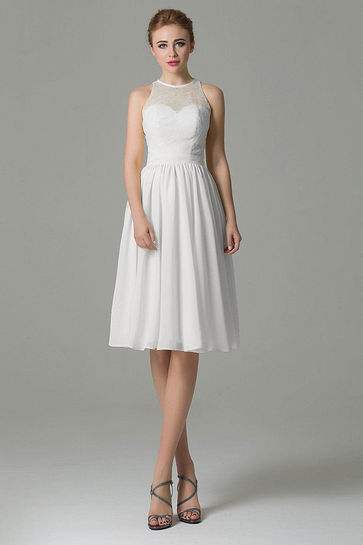 A-Line Knee Length Lace Short Bridesmaid Dress COZK16003 - COCOMELODY